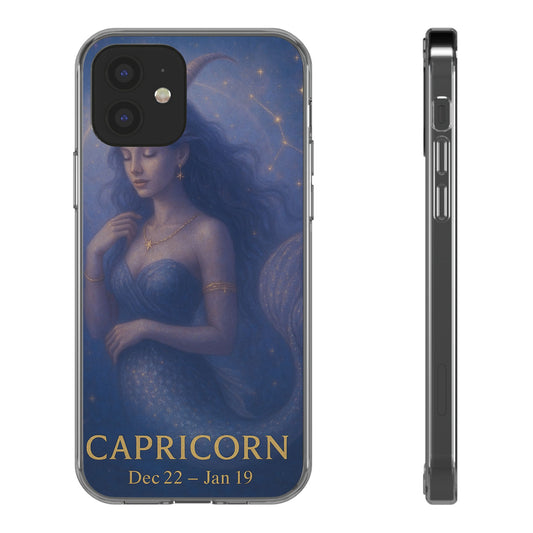 Capricorn Zodiac Clear Phone Case — Dec 22–Jan 19 Astrological Art