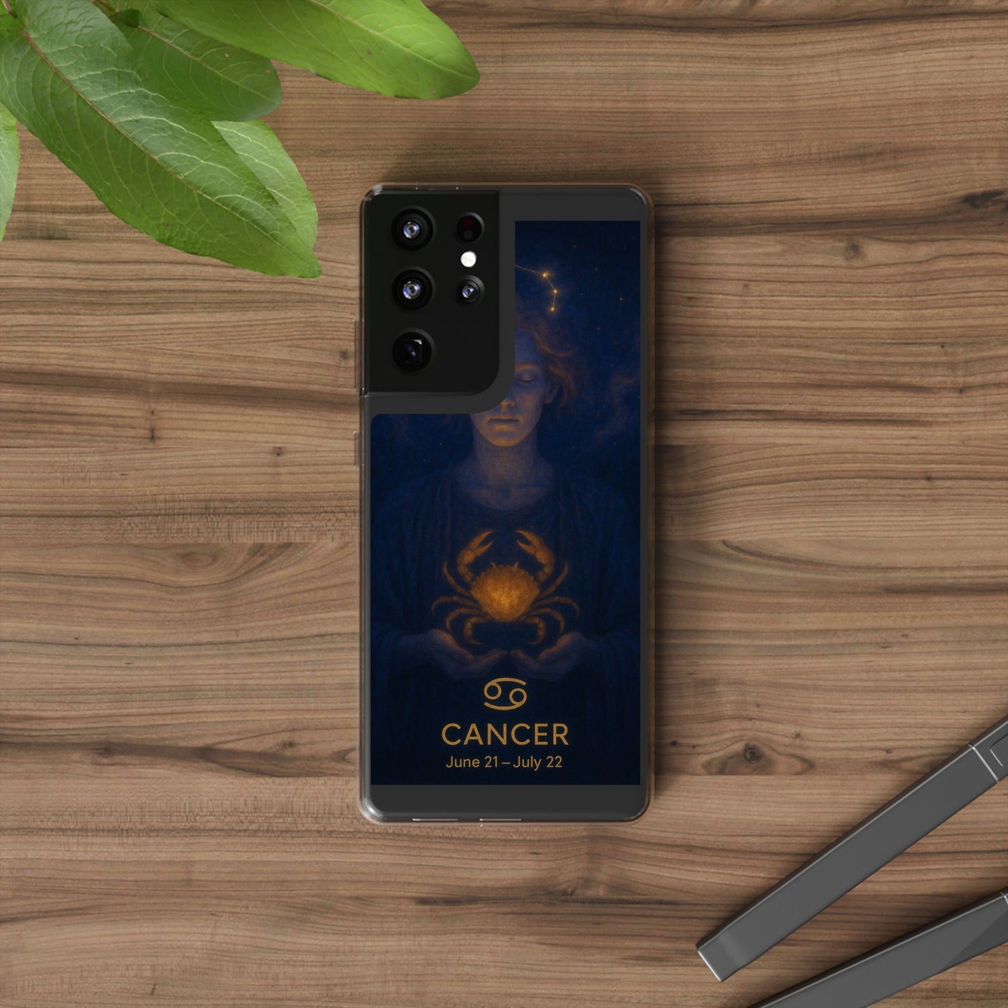 Cancer Zodiac Clear Phone Case — June 21–July 22 Crab Constellation Design