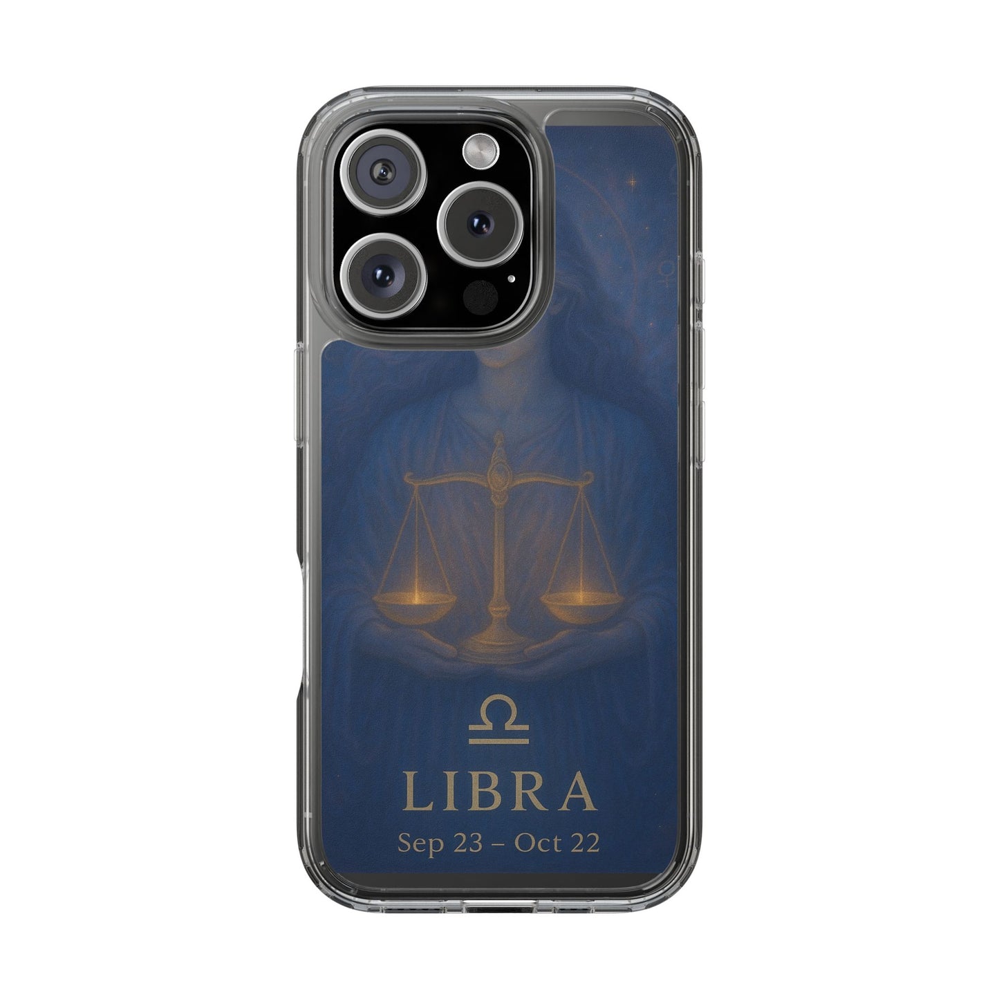 Libra Zodiac Clear Phone Case — Astrological Scales Design (Sep 23–Oct 22)