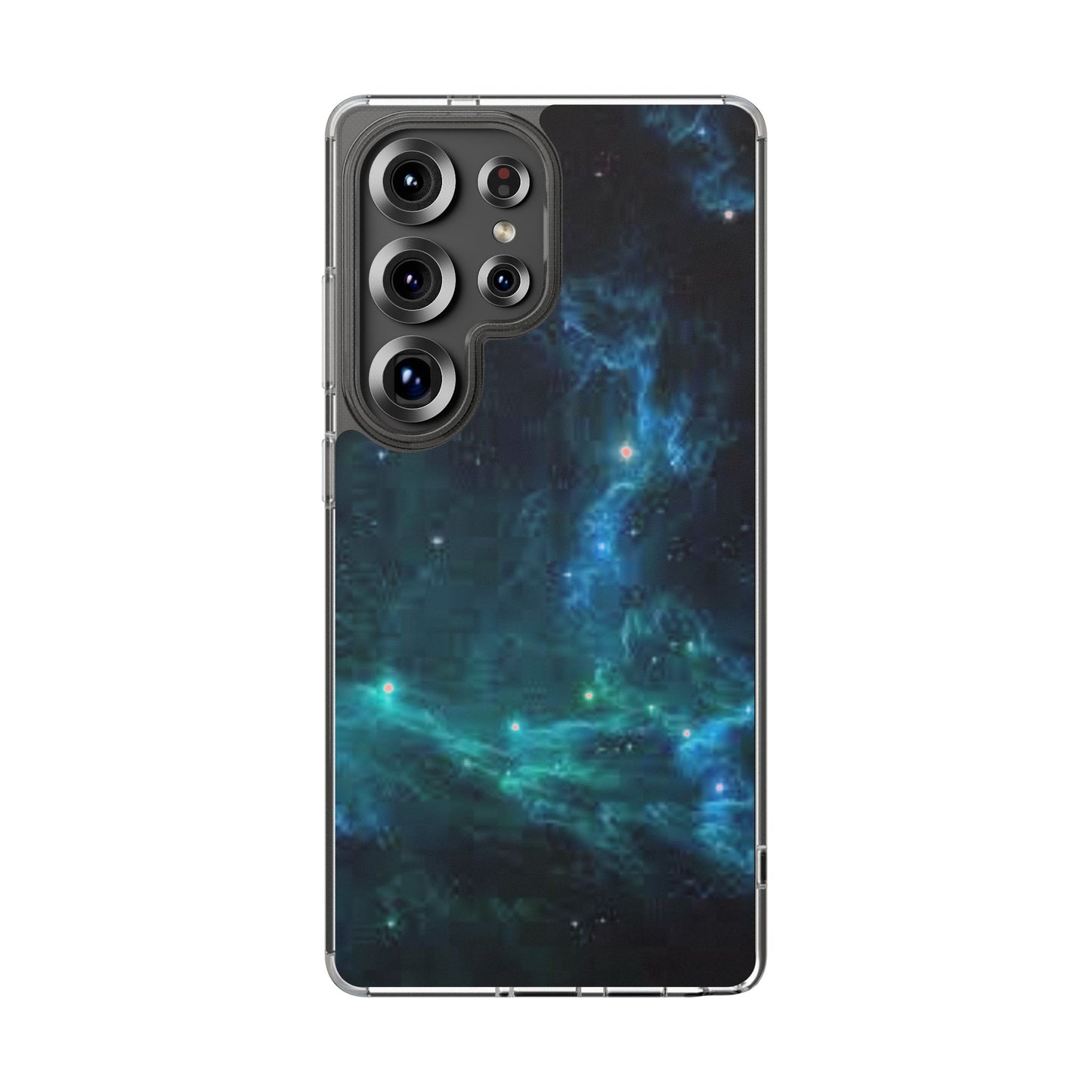 Clear Impact-Resistant Phone Case — Teal Nebula Space Design
