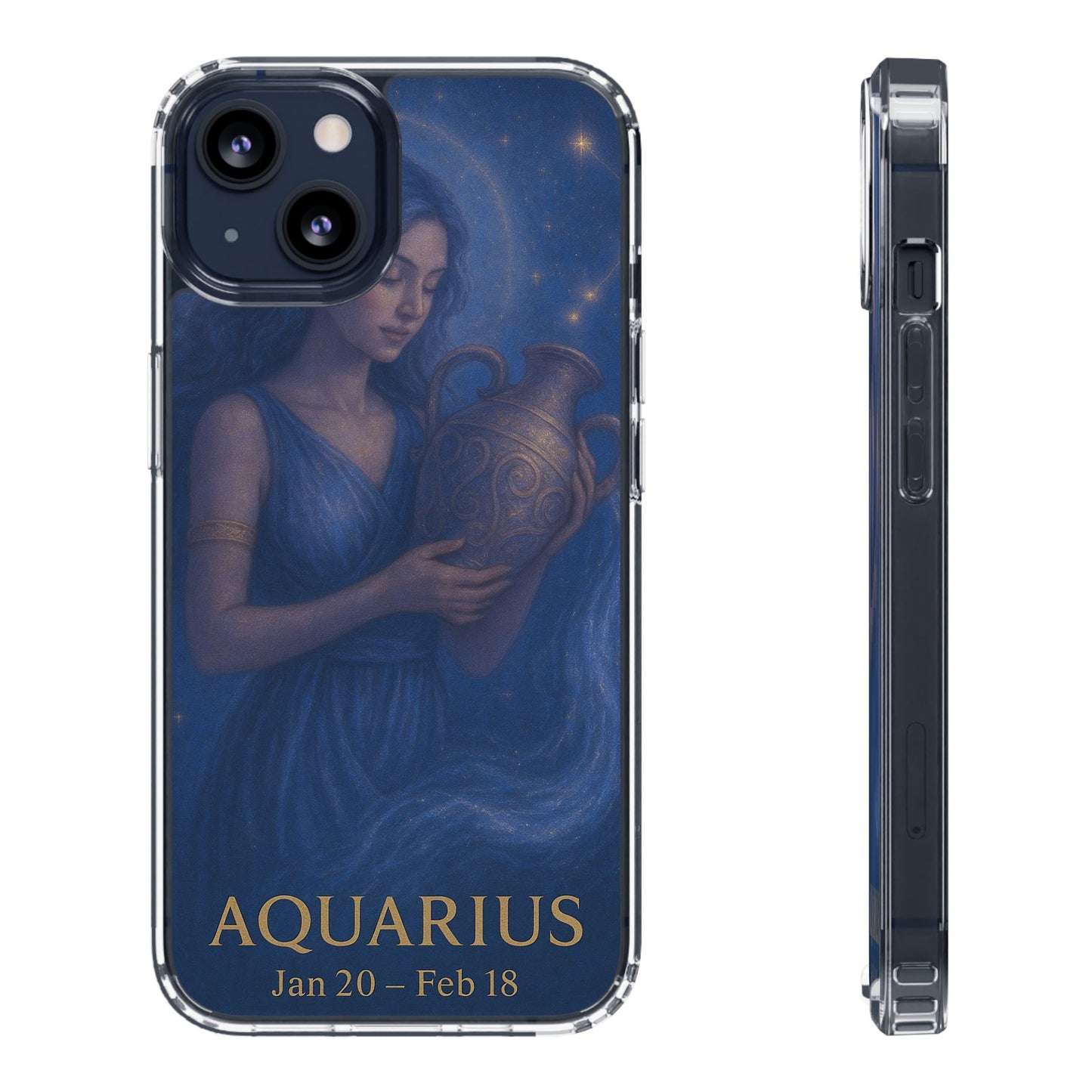 Aquarius Clear Phone Case — Zodiac Jan 20–Feb 18 Astrology Design
