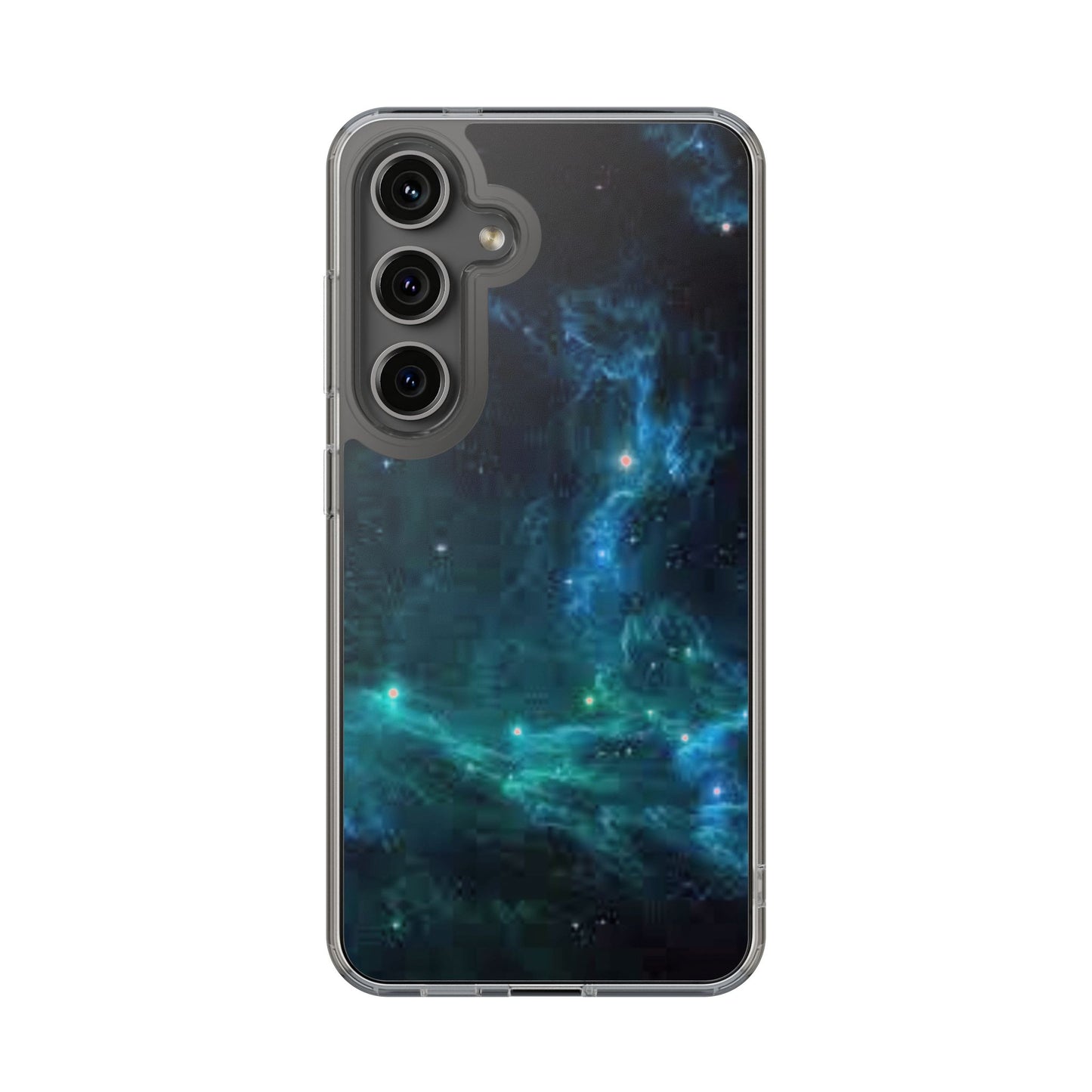 Clear Impact-Resistant Phone Case — Teal Nebula Space Design