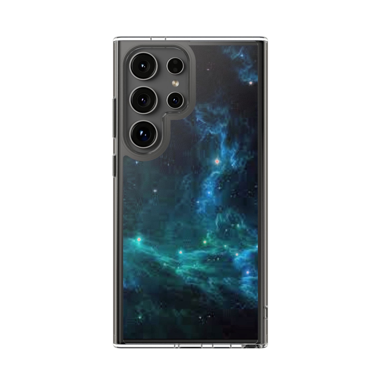 Clear Impact-Resistant Phone Case — Teal Nebula Space Design