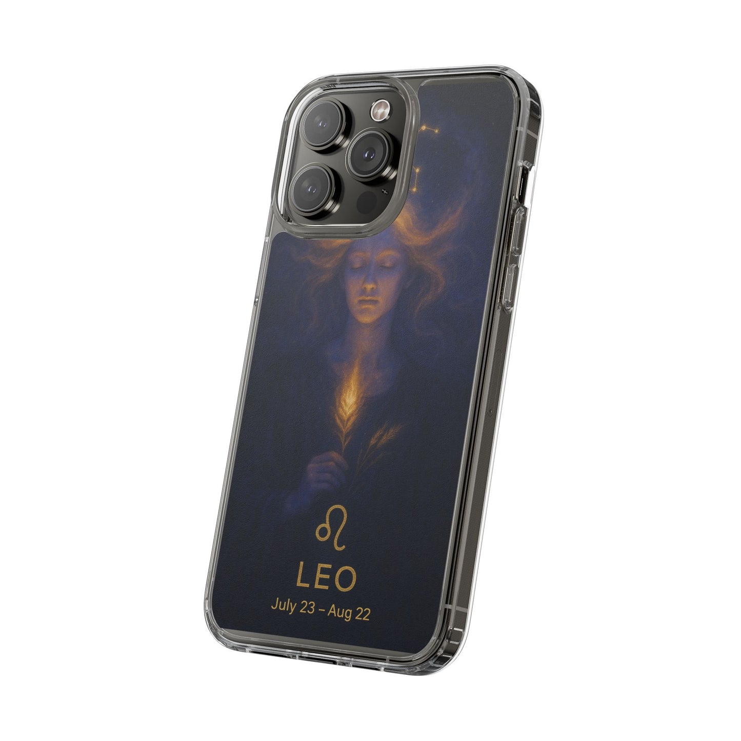 Leo Zodiac Clear Phone Case — Mystical Constellation Design (July 23–Aug 22)