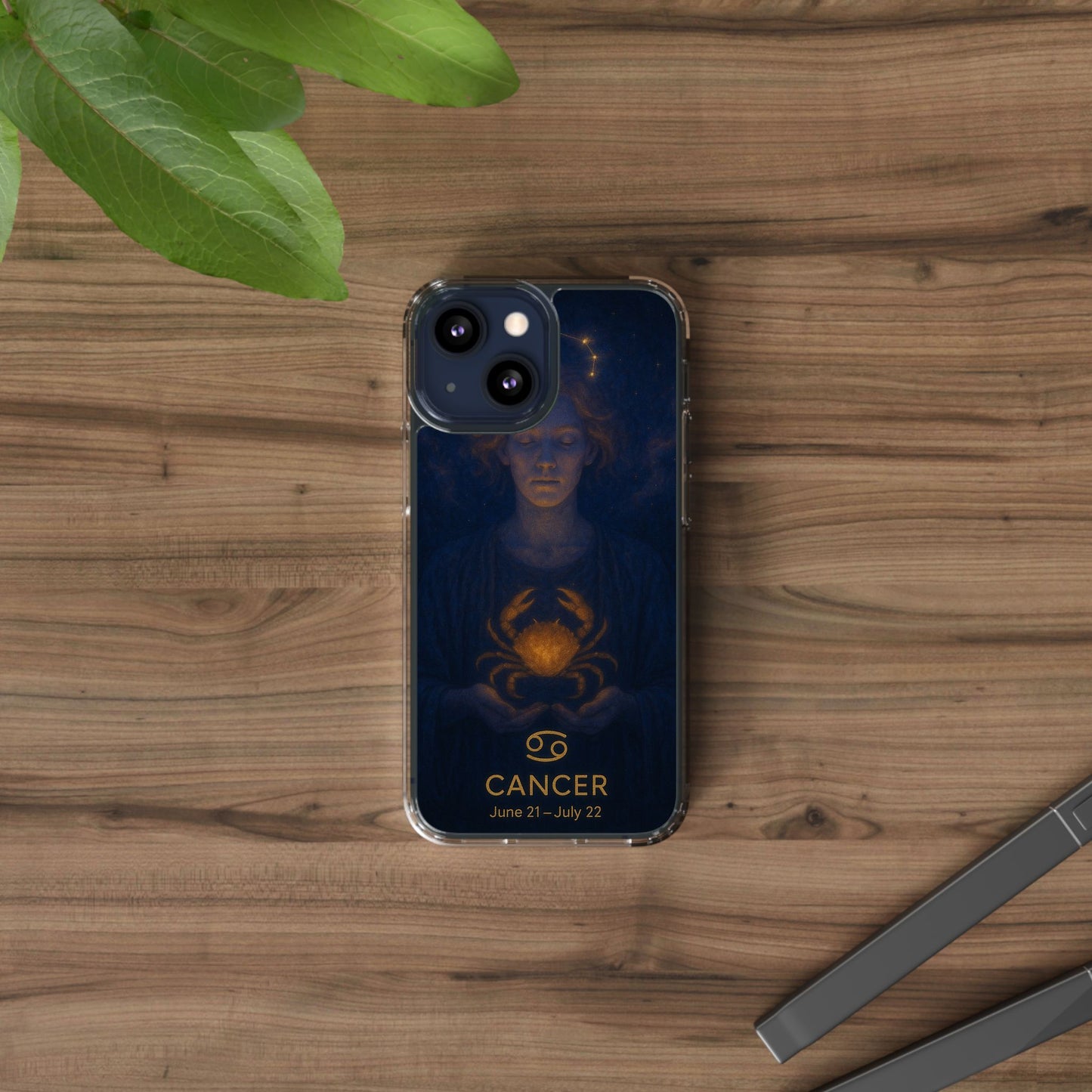 Cancer Zodiac Clear Phone Case — June 21–July 22 Crab Constellation Design
