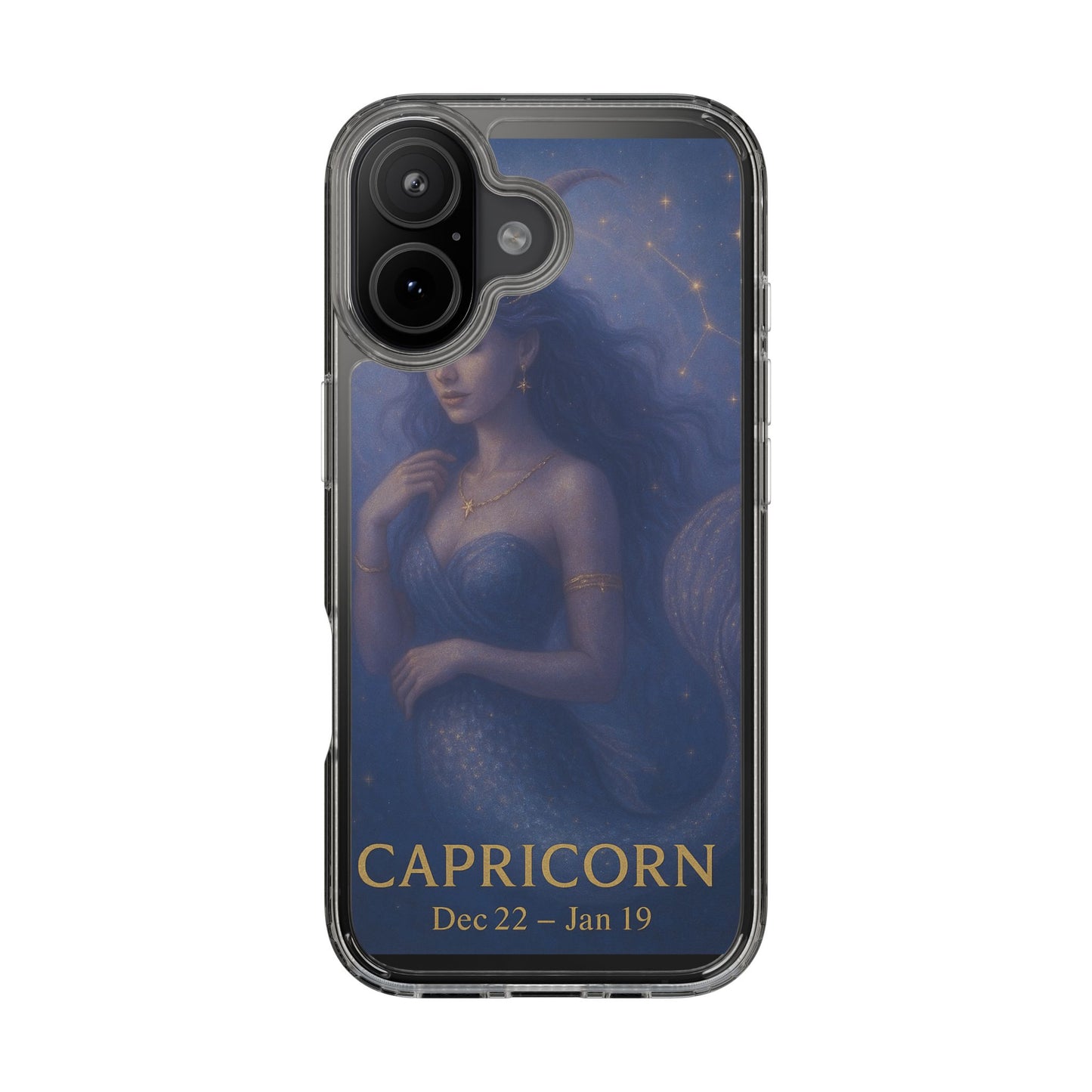 Capricorn Zodiac Clear Phone Case — Dec 22–Jan 19 Astrological Art