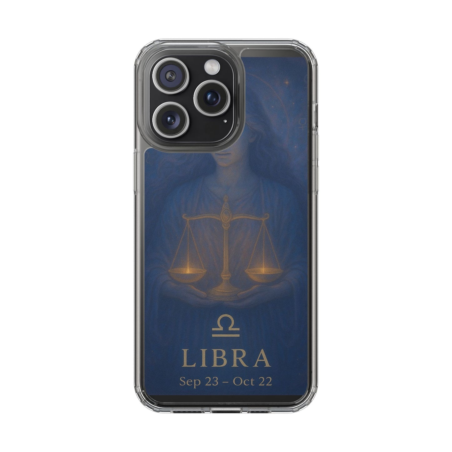 Libra Zodiac Clear Phone Case — Astrological Scales Design (Sep 23–Oct 22)