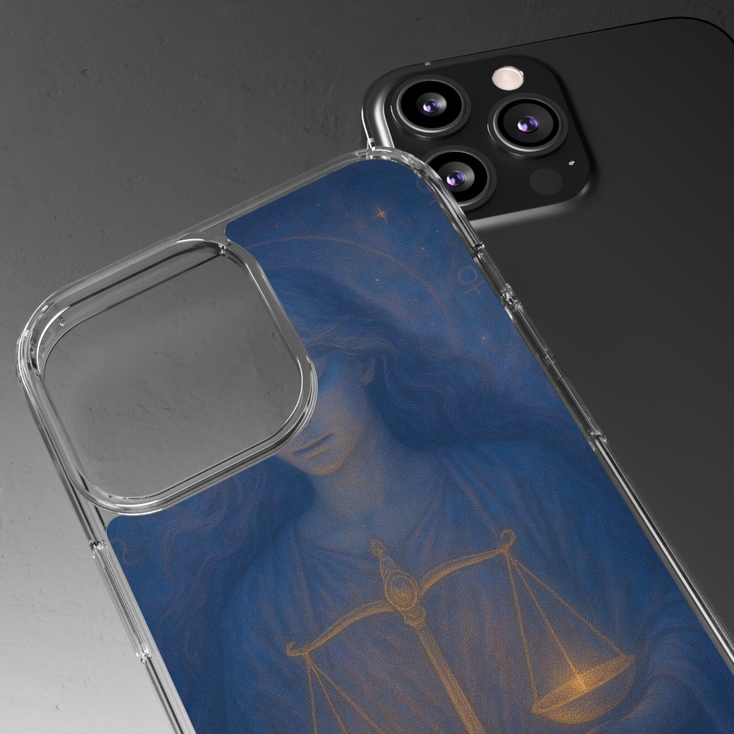 Libra Zodiac Clear Phone Case — Astrological Scales Design (Sep 23–Oct 22)