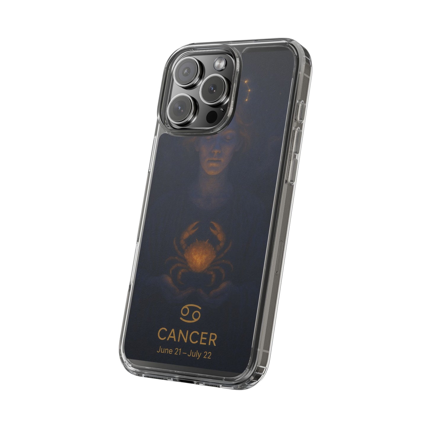 Cancer Zodiac Clear Phone Case — June 21–July 22 Crab Constellation Design