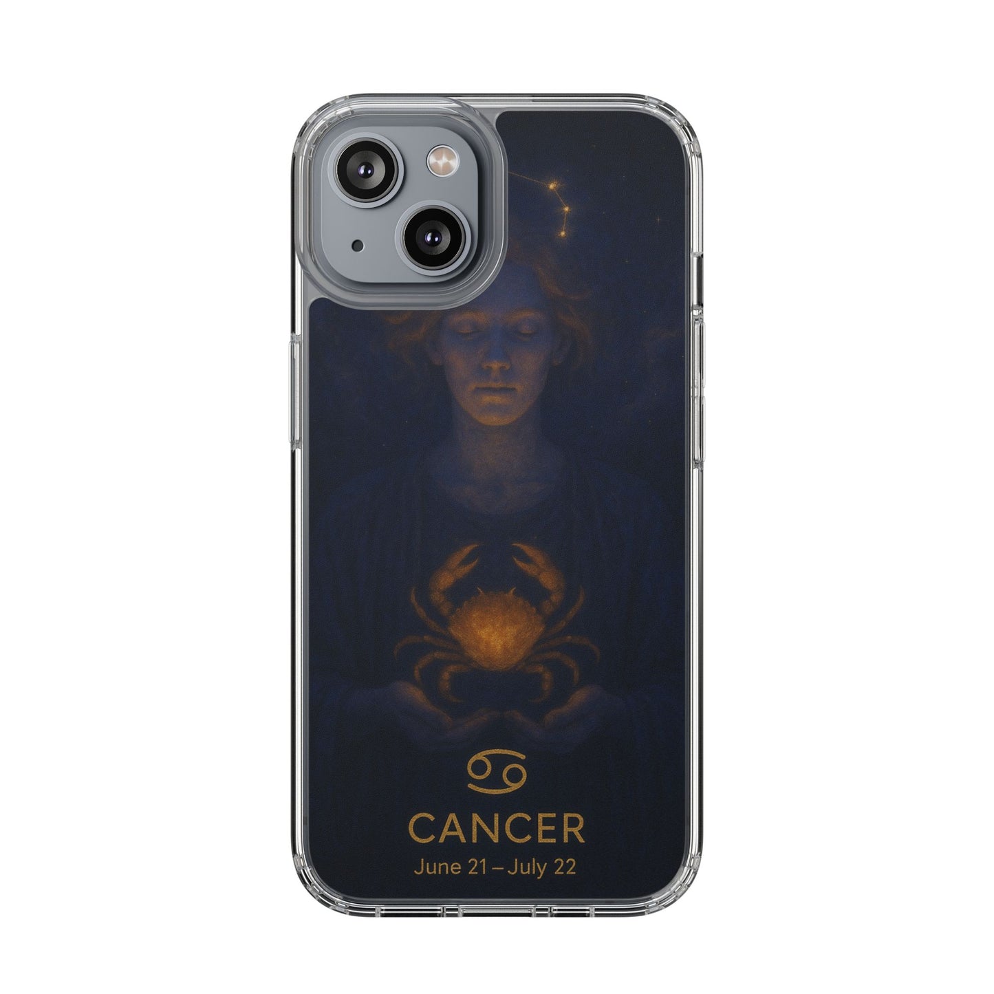 Cancer Zodiac Clear Phone Case — June 21–July 22 Crab Constellation Design