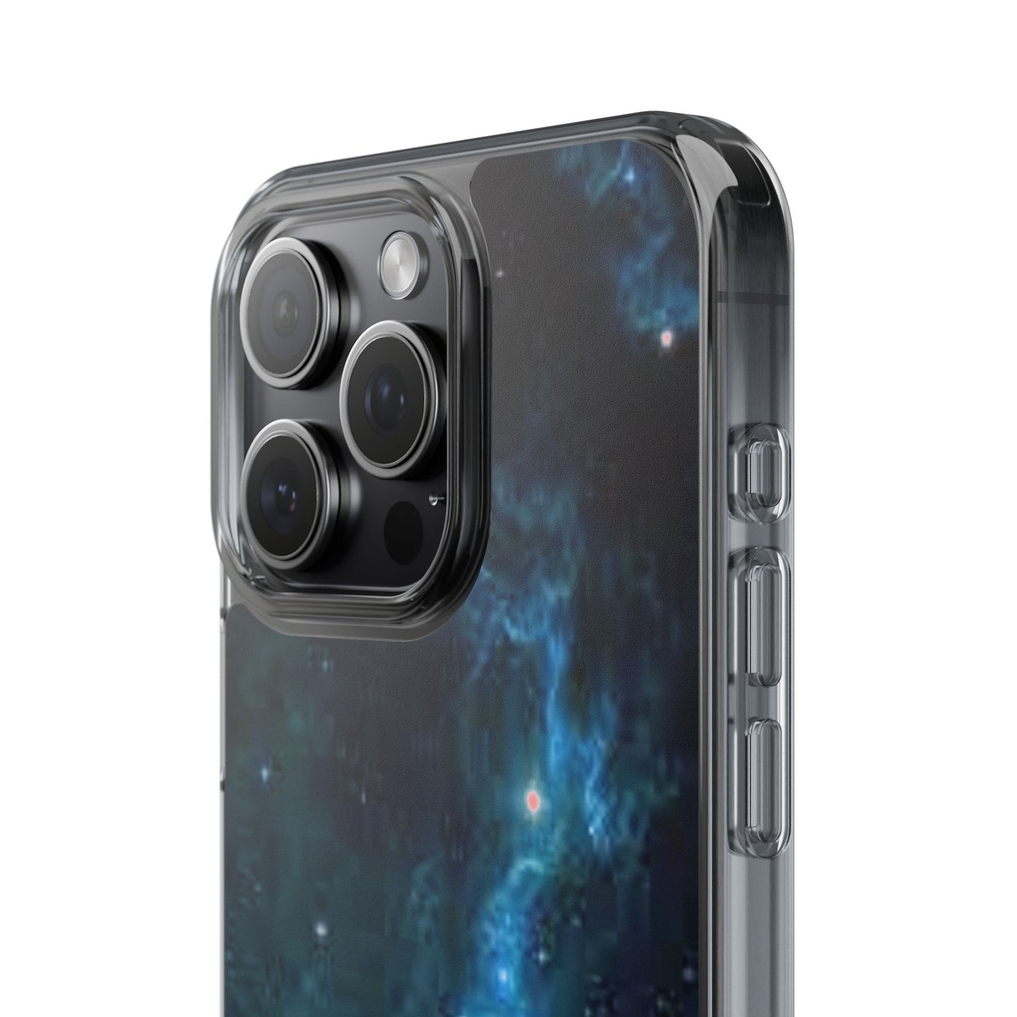 Clear Impact-Resistant Phone Case — Teal Nebula Space Design