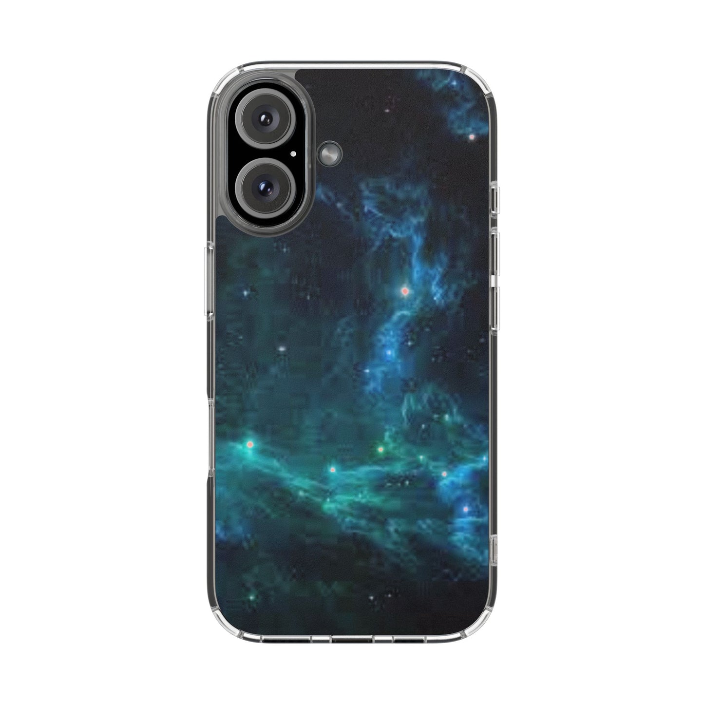 Clear Impact-Resistant Phone Case — Teal Nebula Space Design