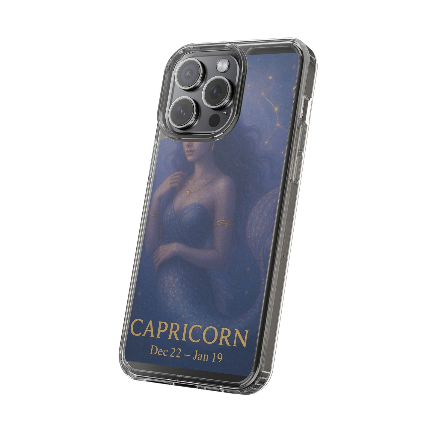 Capricorn Zodiac Clear Phone Case — Dec 22–Jan 19 Astrological Art