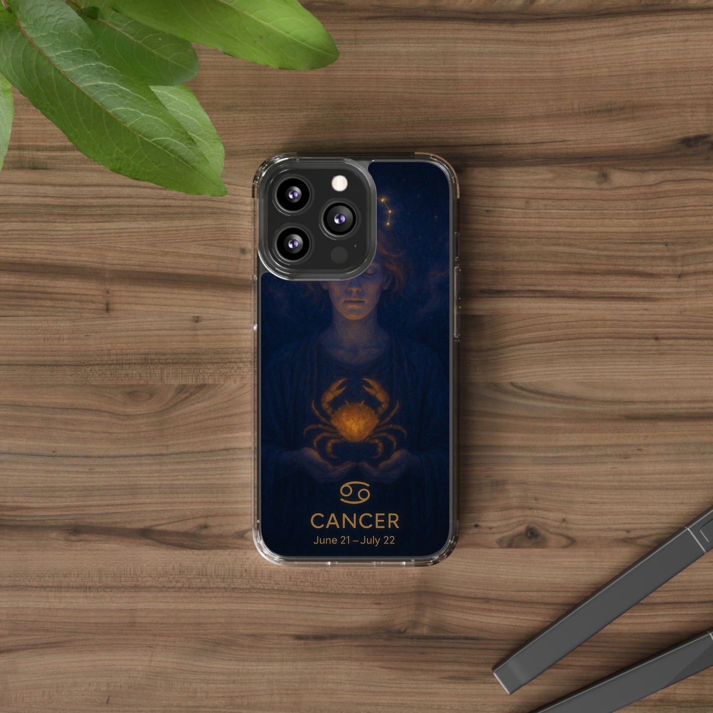Cancer Zodiac Clear Phone Case — June 21–July 22 Crab Constellation Design