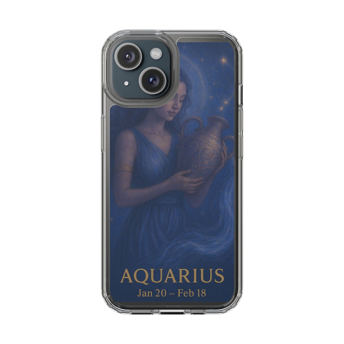 Aquarius Clear Phone Case — Zodiac Jan 20–Feb 18 Astrology Design