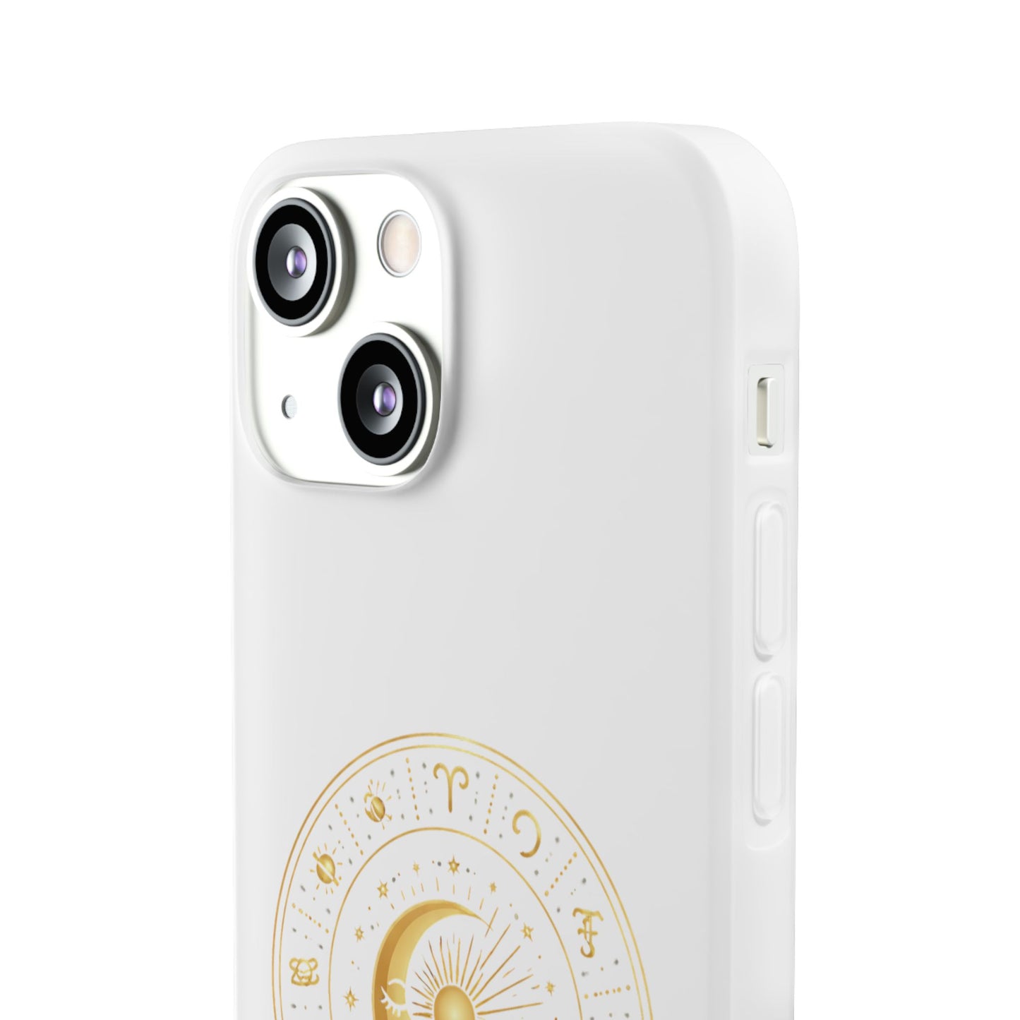 Clear Phone Case with Gold Celestial Moon & Zodiac Wheel – Astrology iPhone Cover