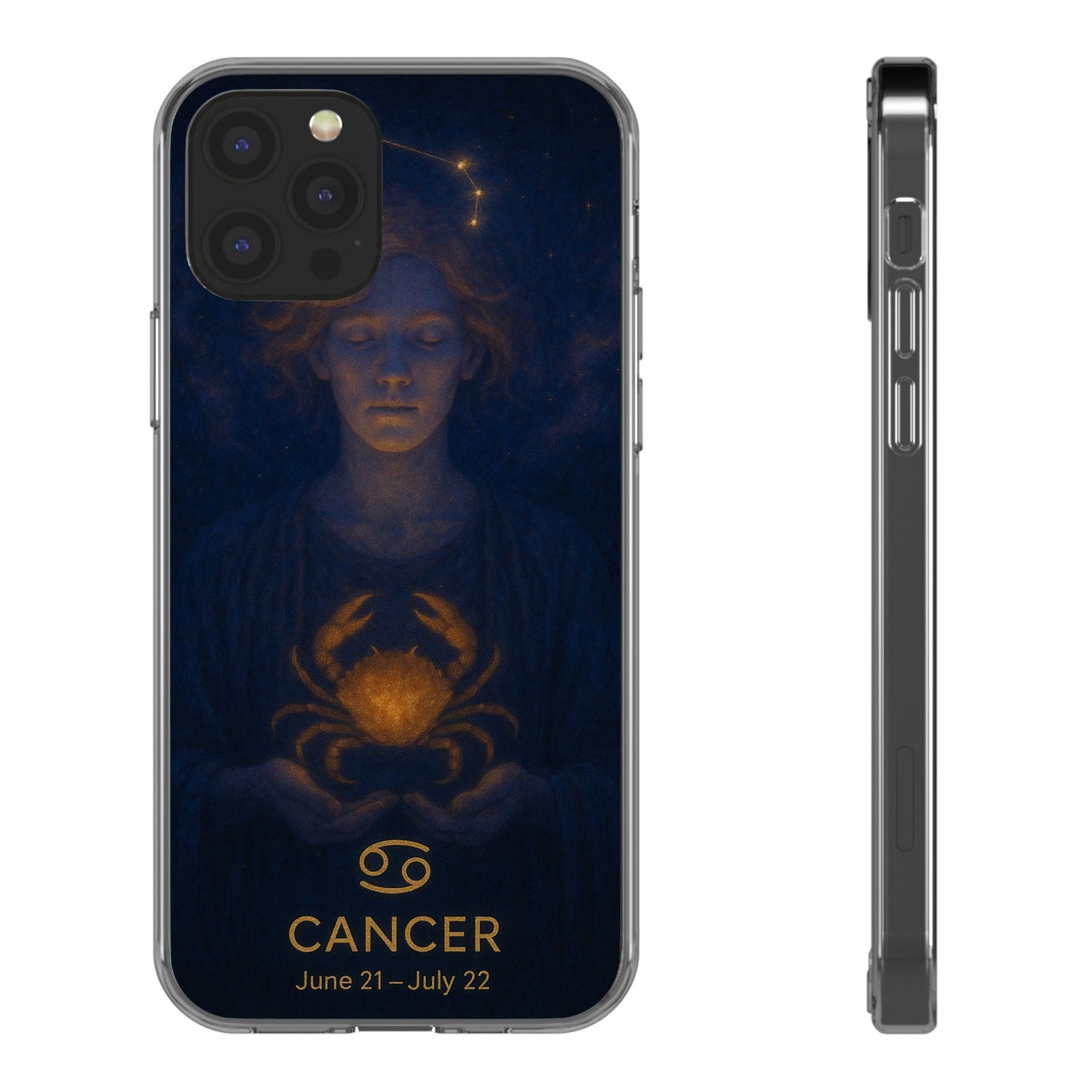 Cancer Zodiac Clear Phone Case — June 21–July 22 Crab Constellation Design