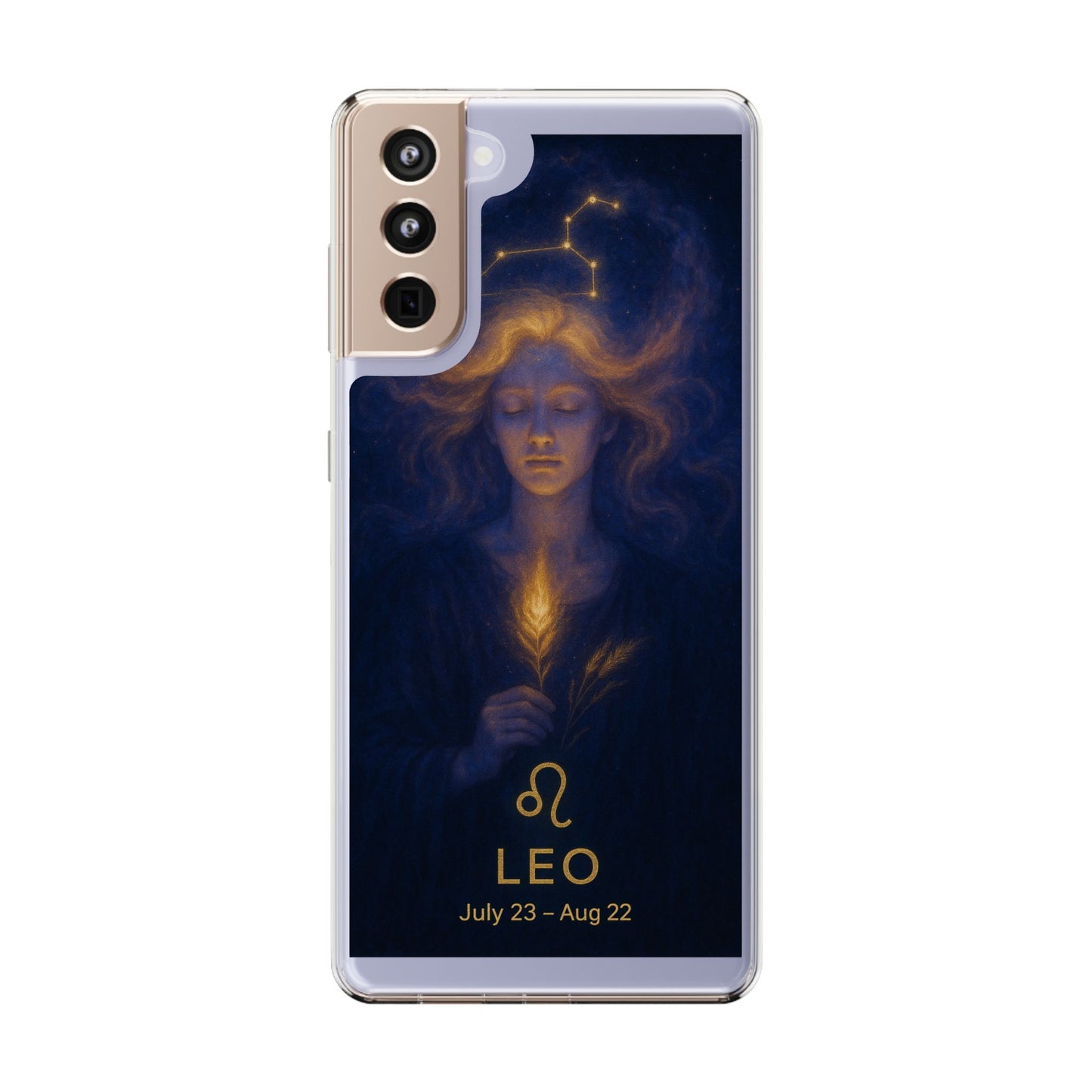 Leo Zodiac Clear Phone Case — Mystical Constellation Design (July 23–Aug 22)