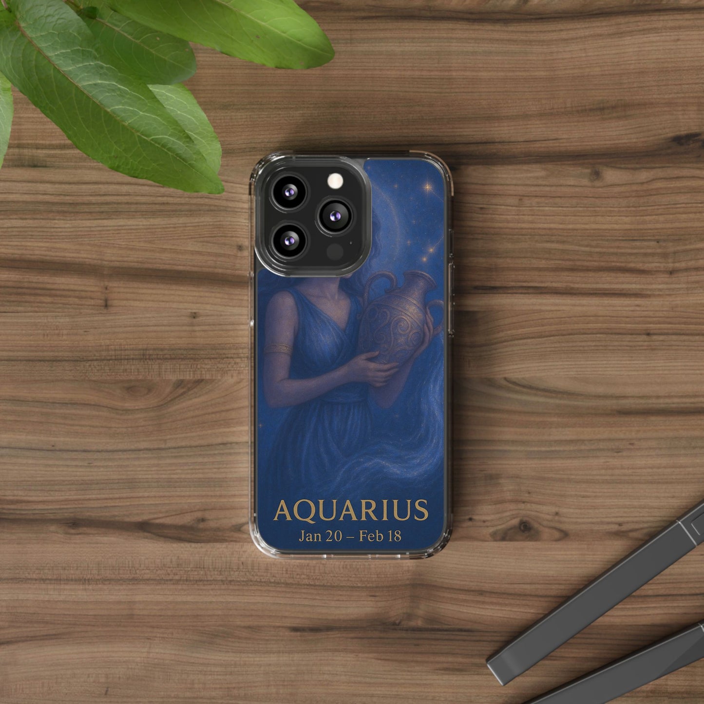 Aquarius Clear Phone Case — Zodiac Jan 20–Feb 18 Astrology Design