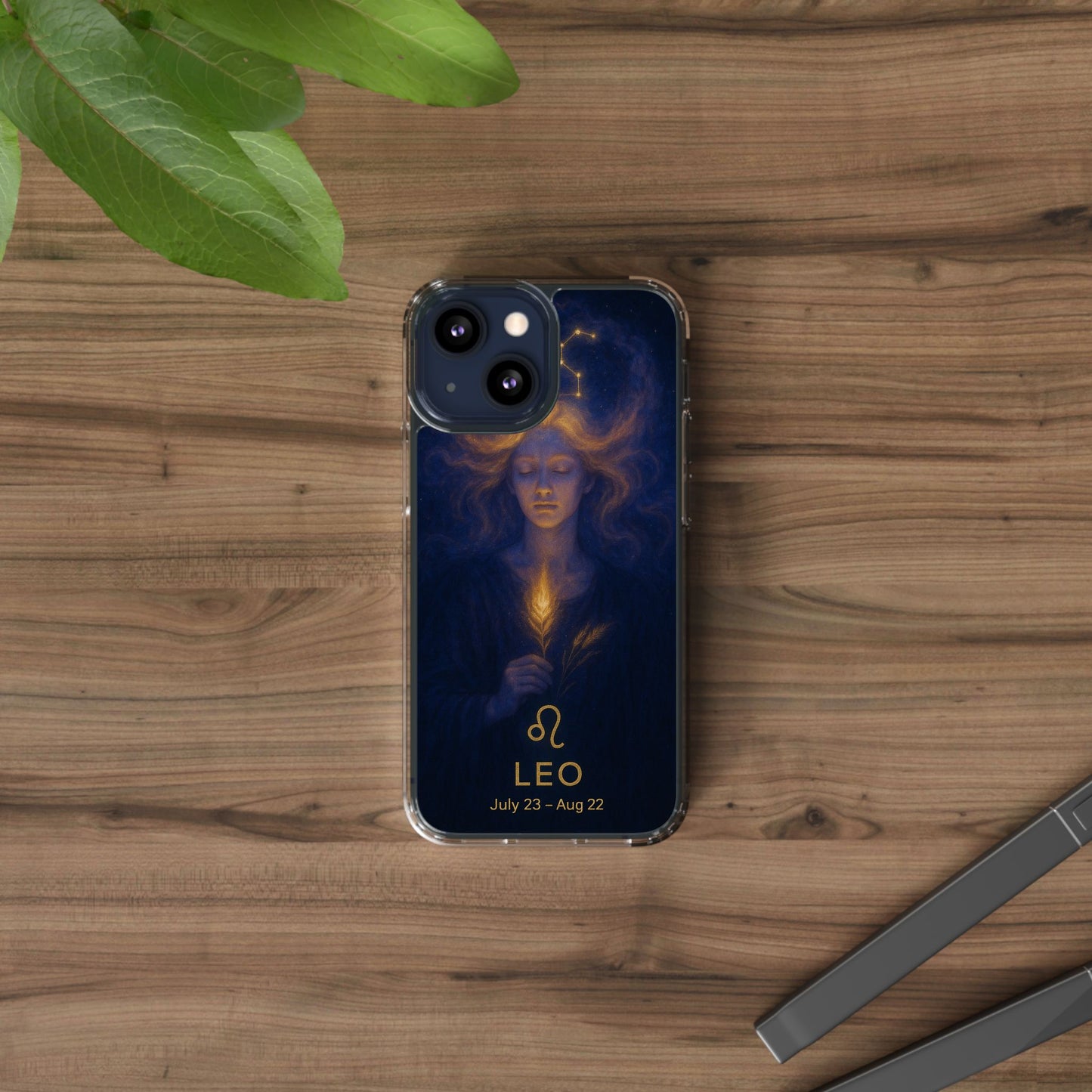 Leo Zodiac Clear Phone Case — Mystical Constellation Design (July 23–Aug 22)
