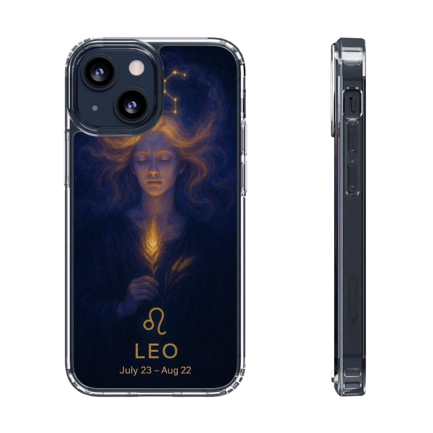 Leo Zodiac Clear Phone Case — Mystical Constellation Design (July 23–Aug 22)