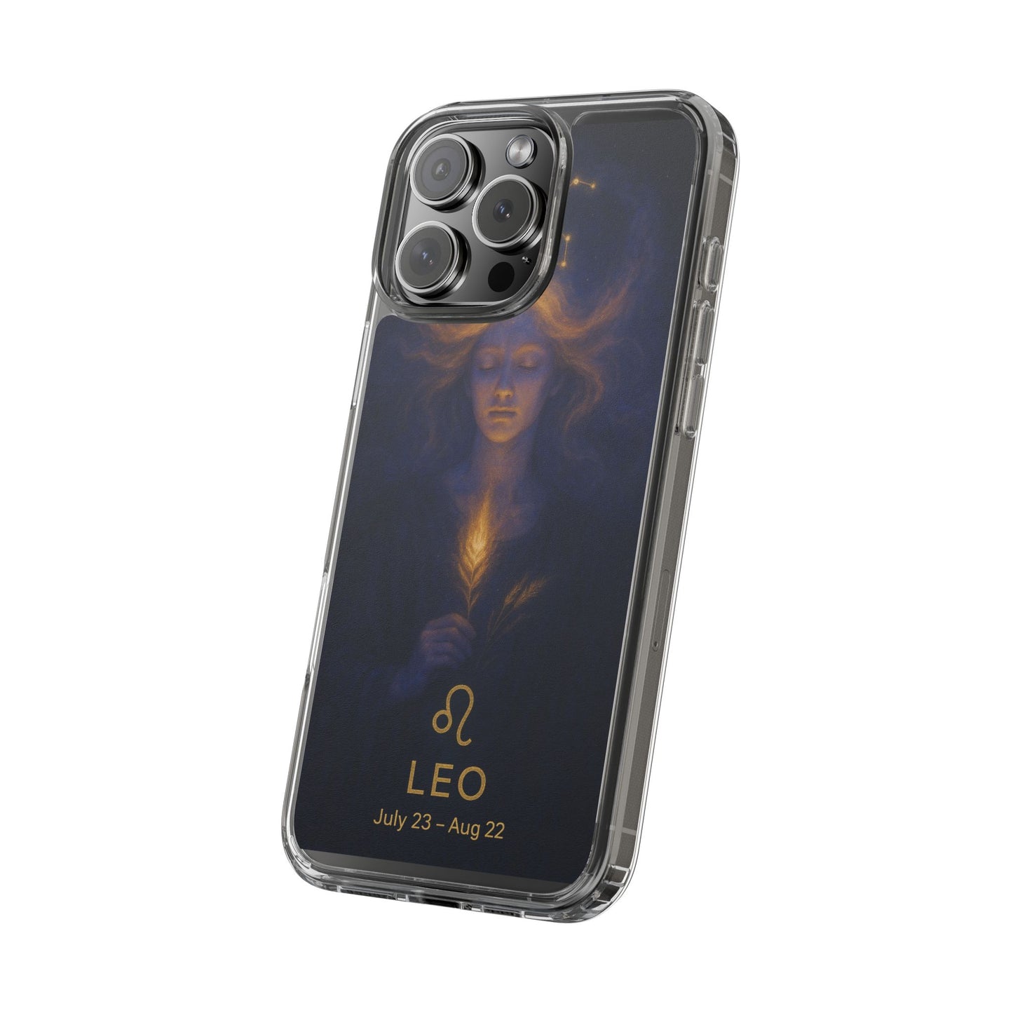 Leo Zodiac Clear Phone Case — Mystical Constellation Design (July 23–Aug 22)