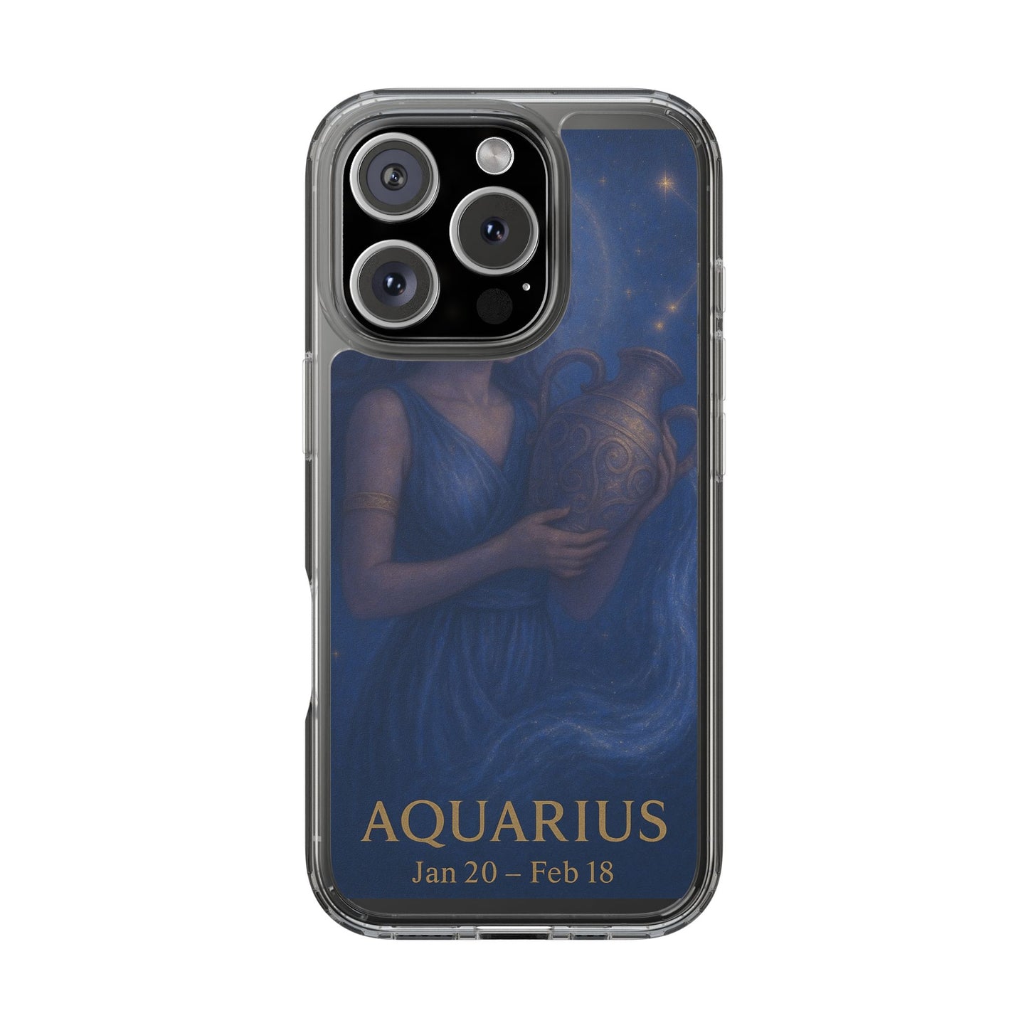 Aquarius Clear Phone Case — Zodiac Jan 20–Feb 18 Astrology Design
