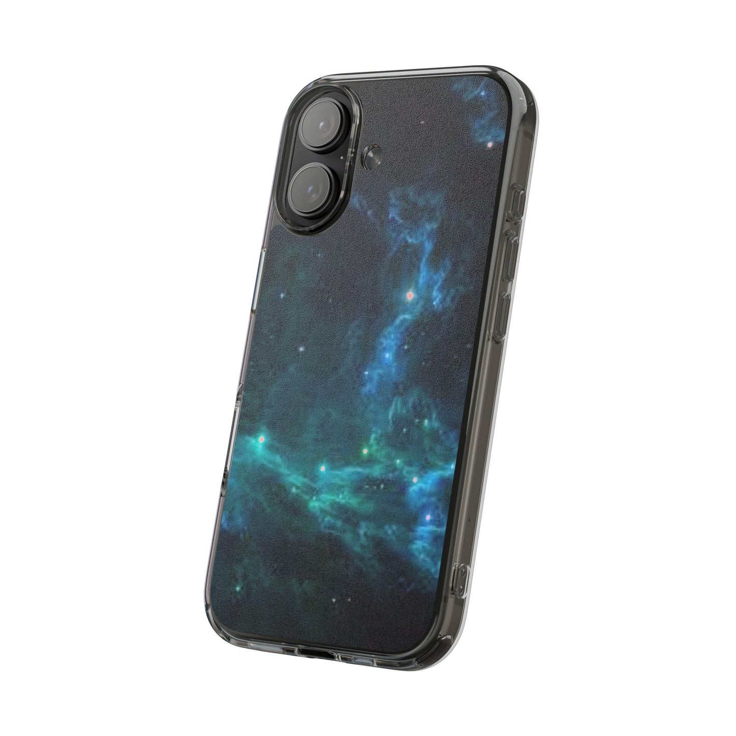 Clear Impact-Resistant Phone Case — Teal Nebula Space Design