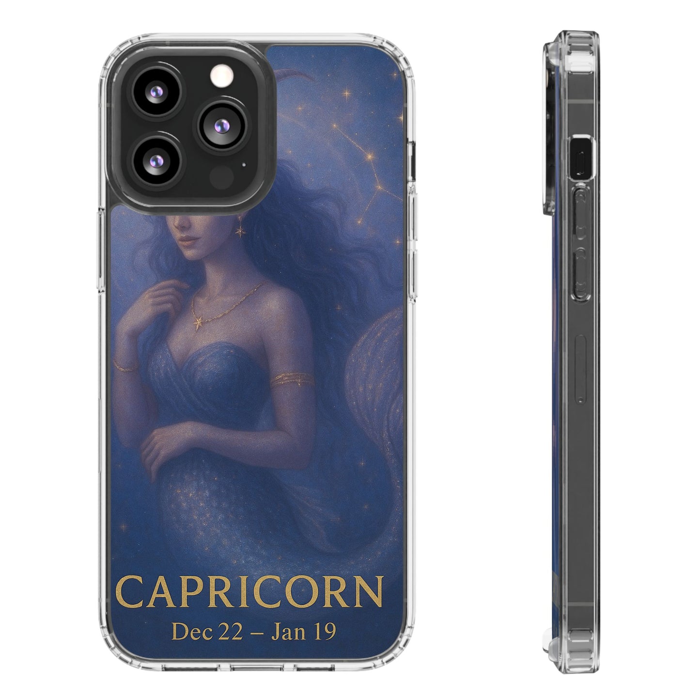 Capricorn Zodiac Clear Phone Case — Dec 22–Jan 19 Astrological Art