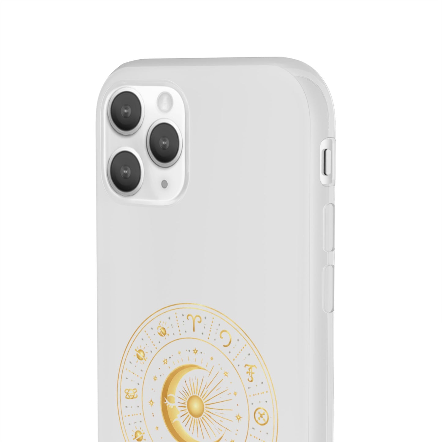 Clear Phone Case with Gold Celestial Moon & Zodiac Wheel – Astrology iPhone Cover