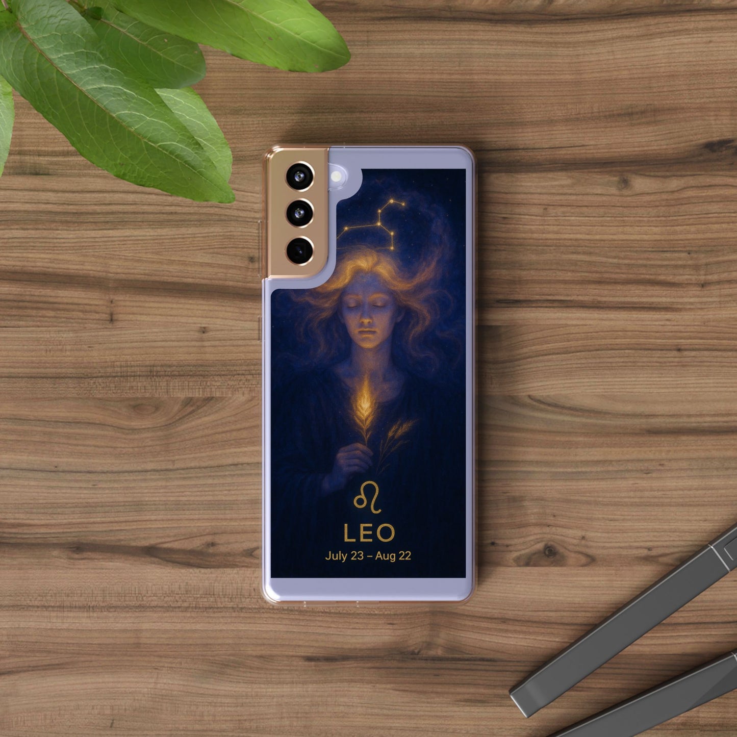 Leo Zodiac Clear Phone Case — Mystical Constellation Design (July 23–Aug 22)