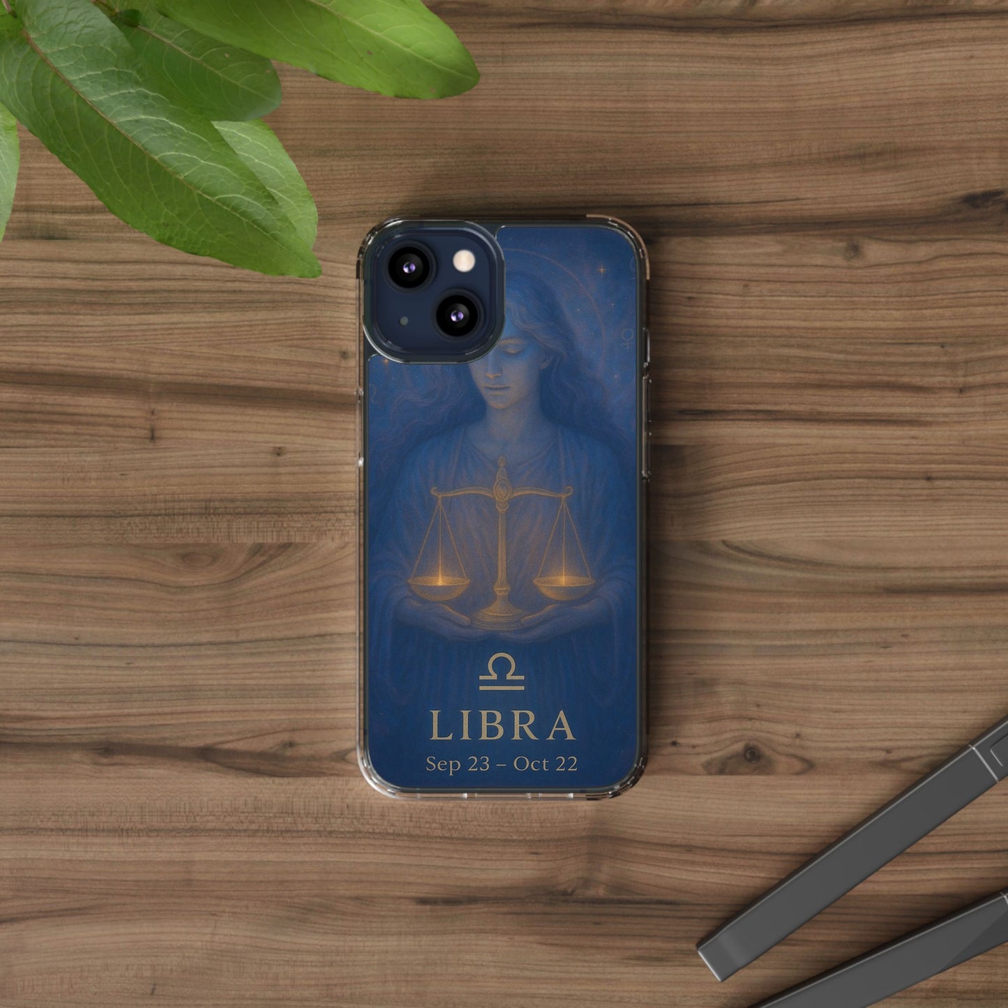 Libra Zodiac Clear Phone Case — Astrological Scales Design (Sep 23–Oct 22)