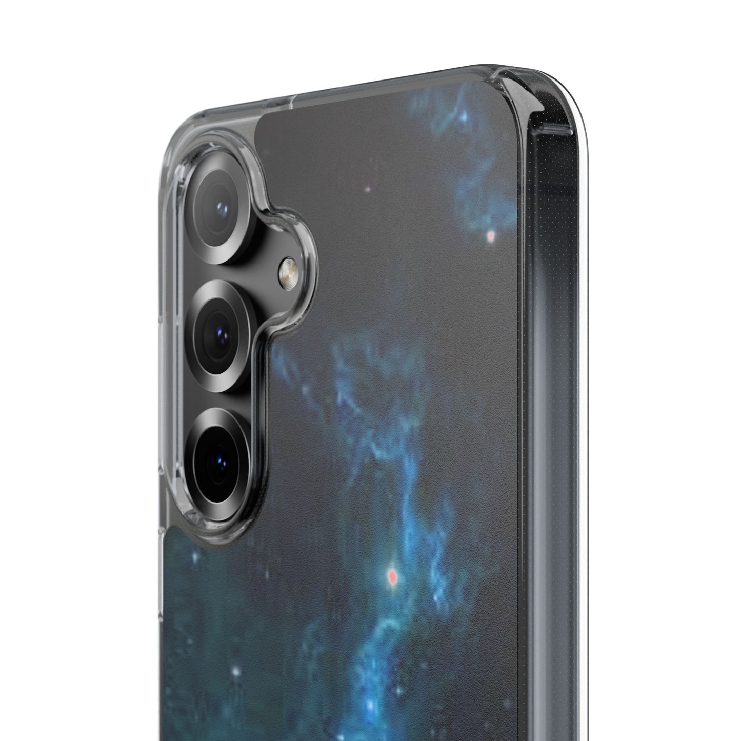 Clear Impact-Resistant Phone Case — Teal Nebula Space Design