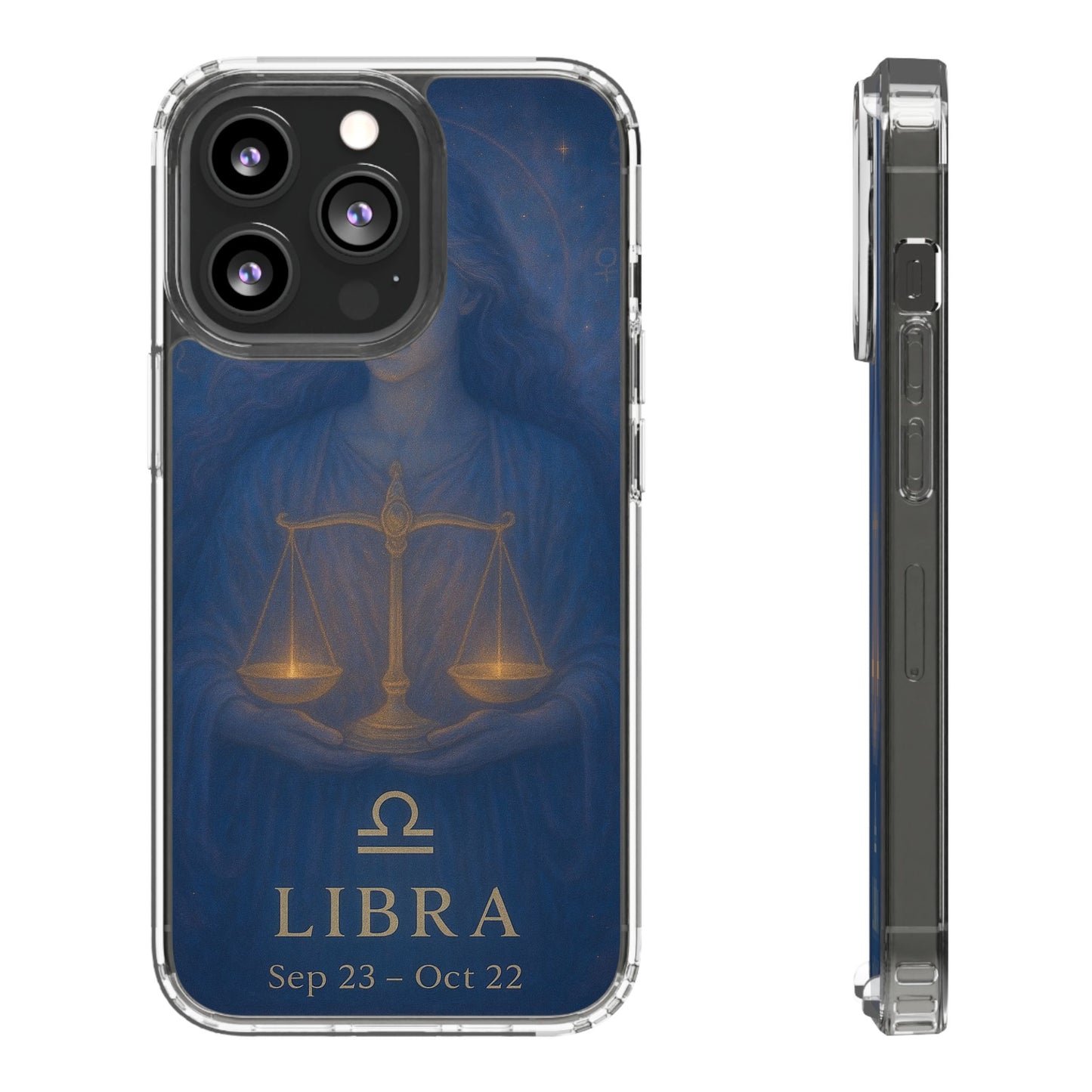 Libra Zodiac Clear Phone Case — Astrological Scales Design (Sep 23–Oct 22)