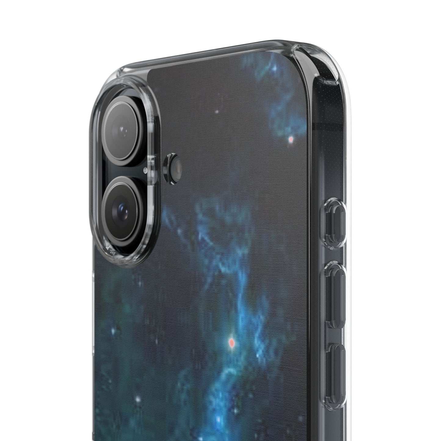 Clear Impact-Resistant Phone Case — Teal Nebula Space Design