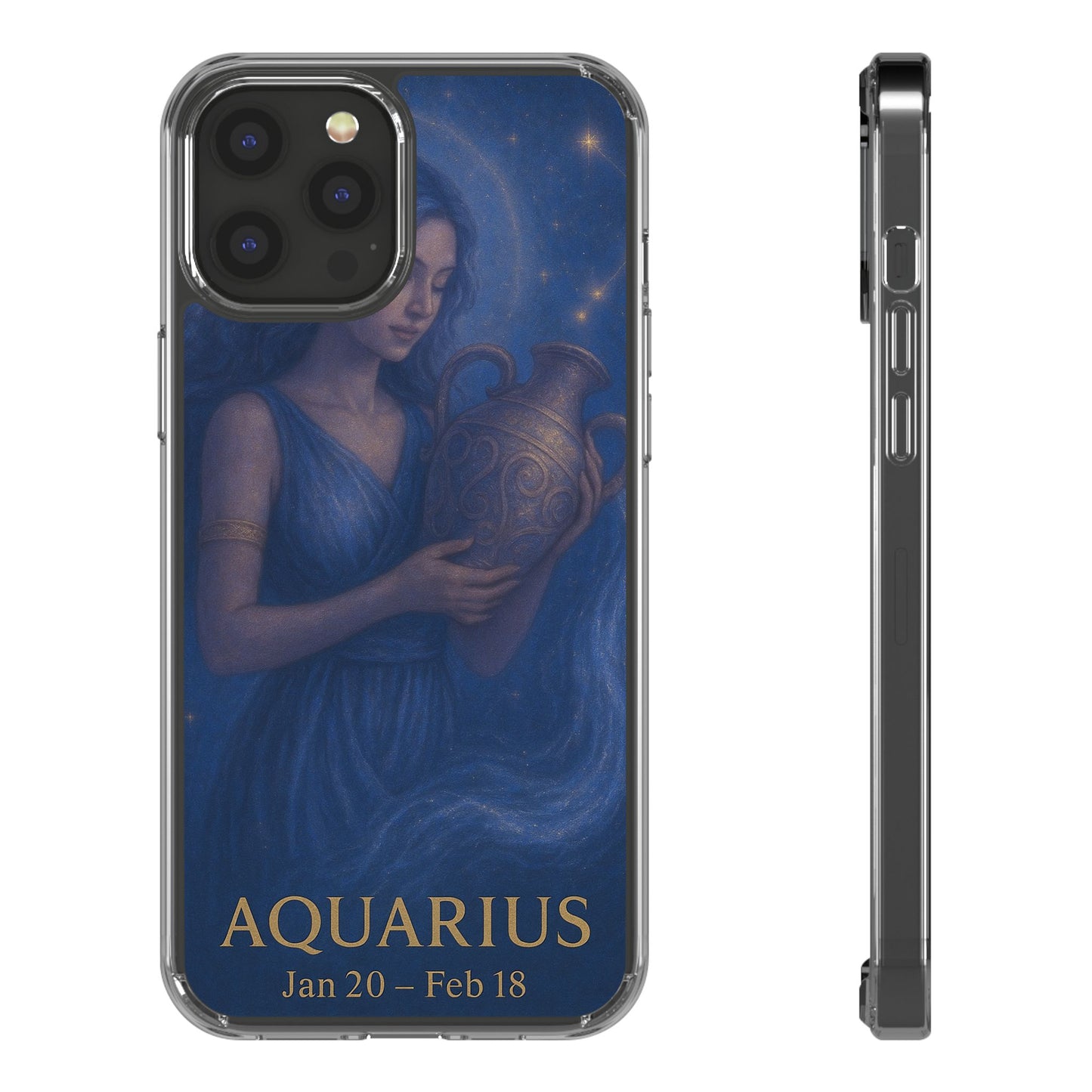 Aquarius Clear Phone Case — Zodiac Jan 20–Feb 18 Astrology Design