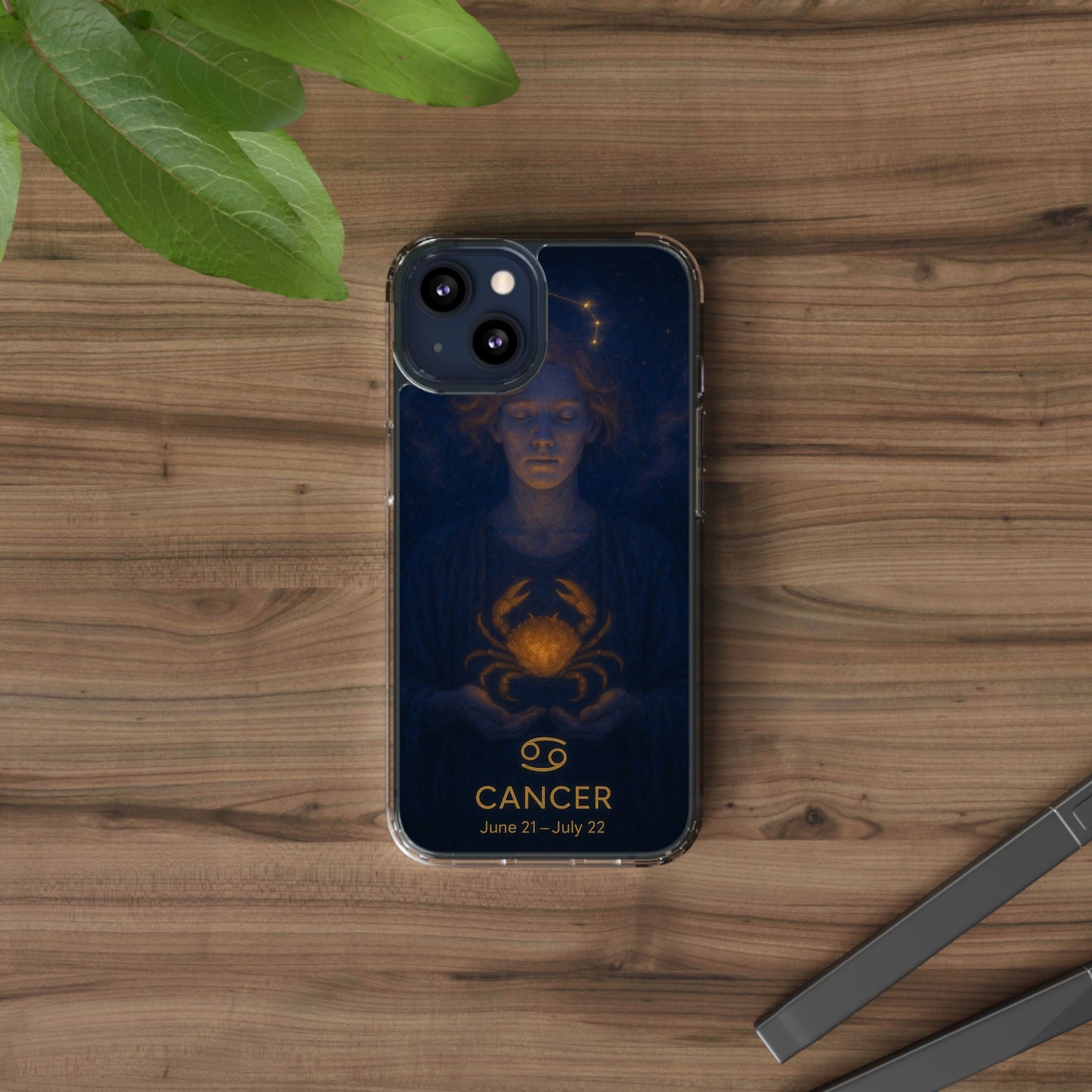 Cancer Zodiac Clear Phone Case — June 21–July 22 Crab Constellation Design
