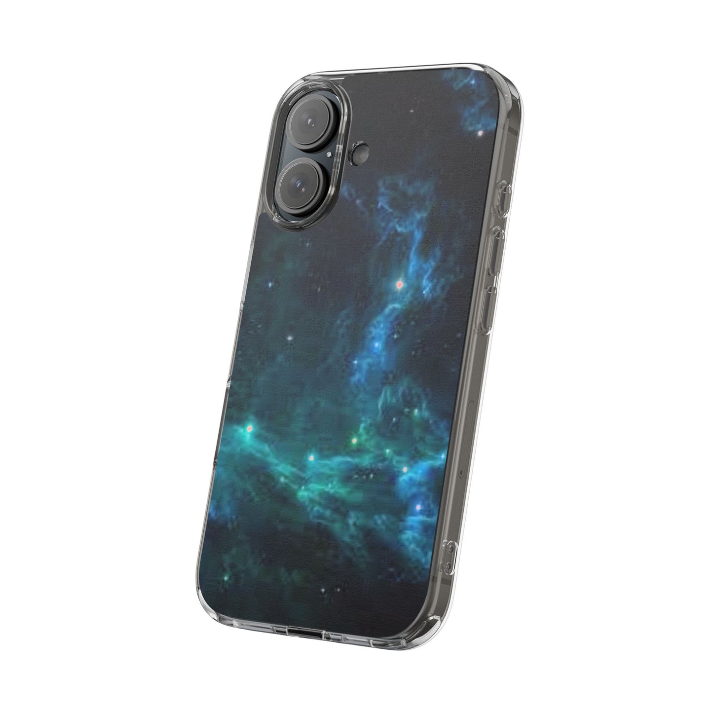 Clear Impact-Resistant Phone Case — Teal Nebula Space Design