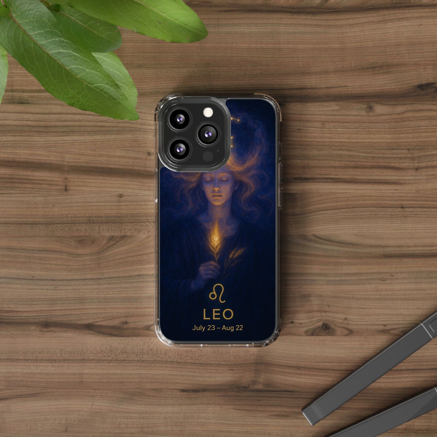 Leo Zodiac Clear Phone Case — Mystical Constellation Design (July 23–Aug 22)