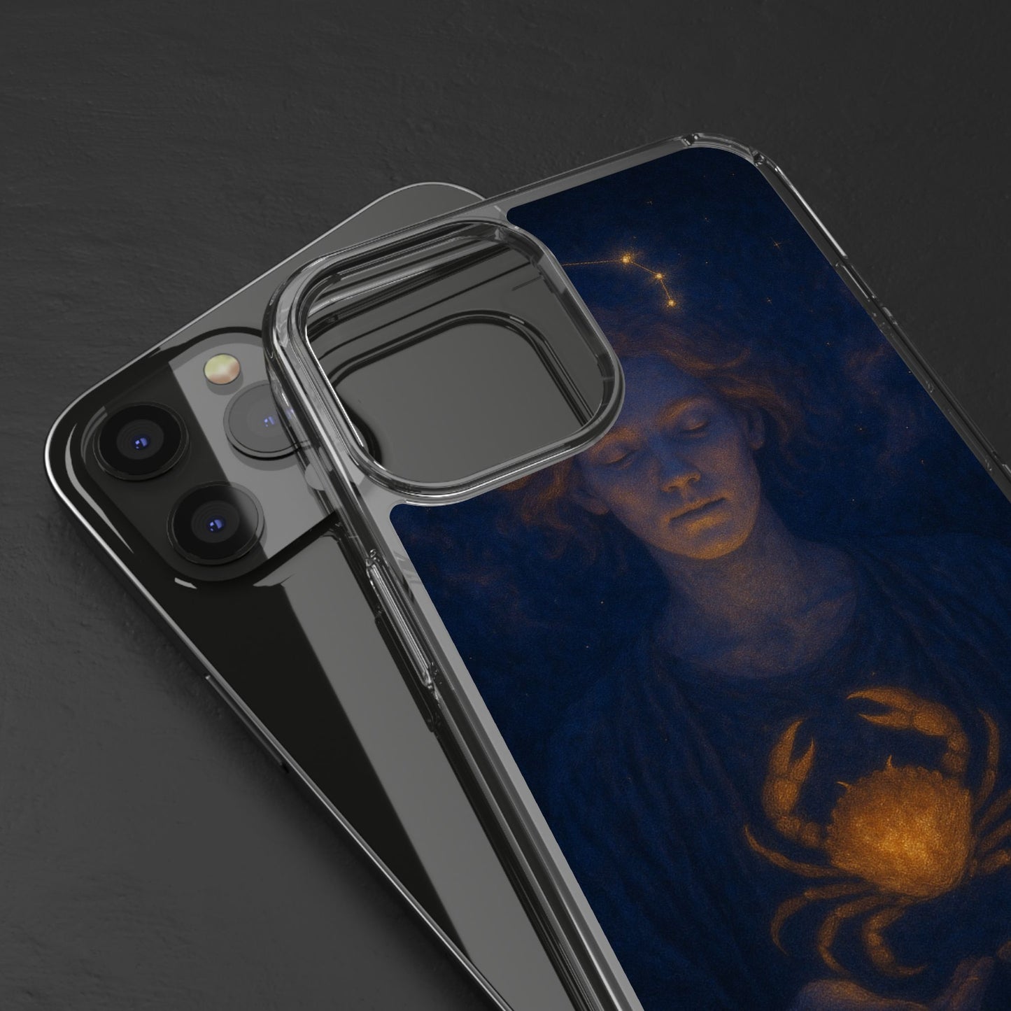 Cancer Zodiac Clear Phone Case — June 21–July 22 Crab Constellation Design