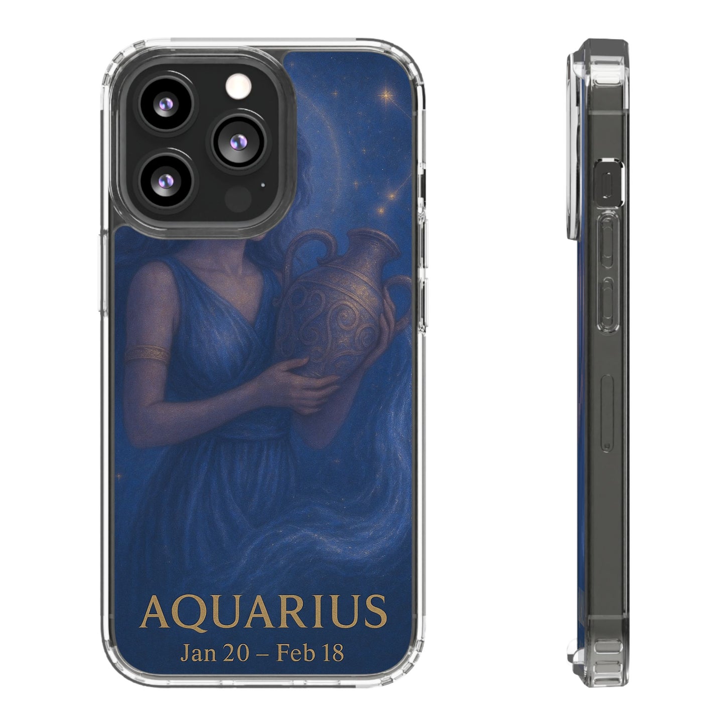 Aquarius Clear Phone Case — Zodiac Jan 20–Feb 18 Astrology Design