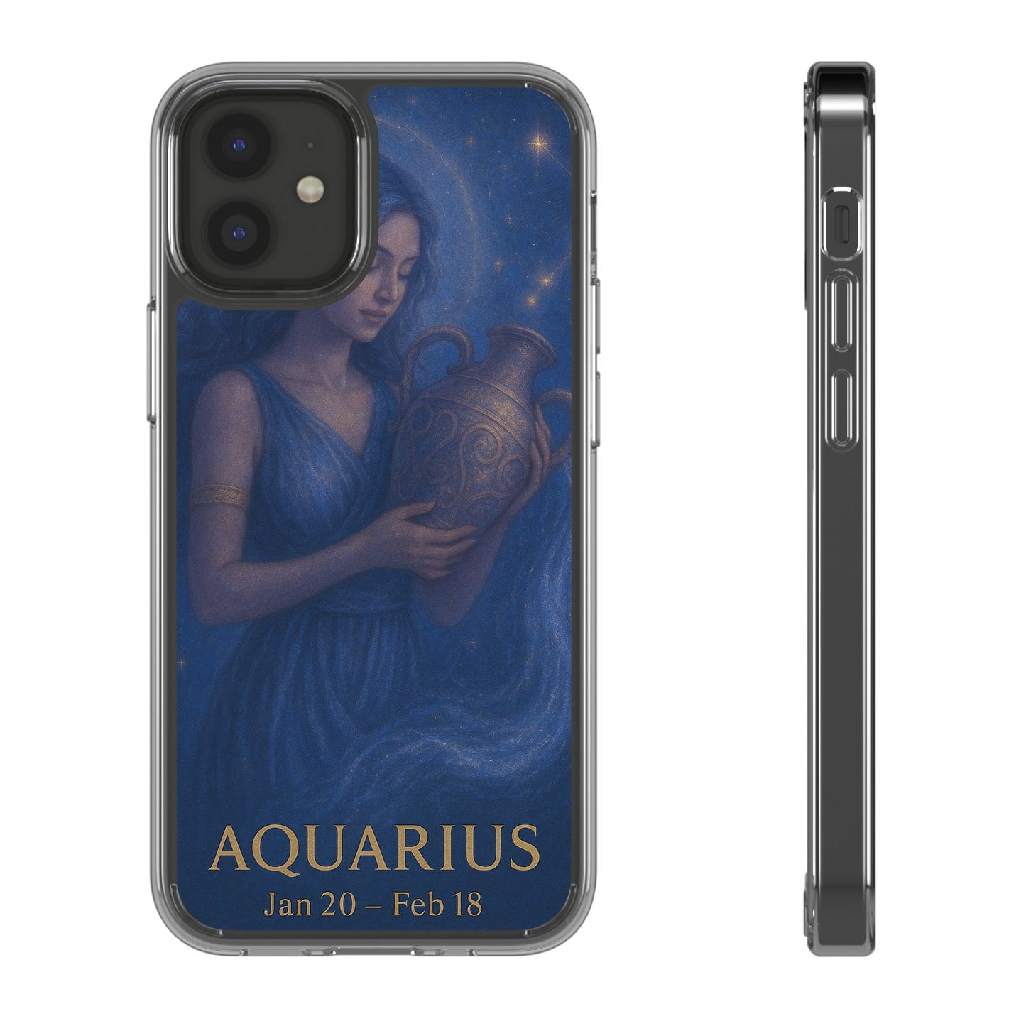 Aquarius Clear Phone Case — Zodiac Jan 20–Feb 18 Astrology Design