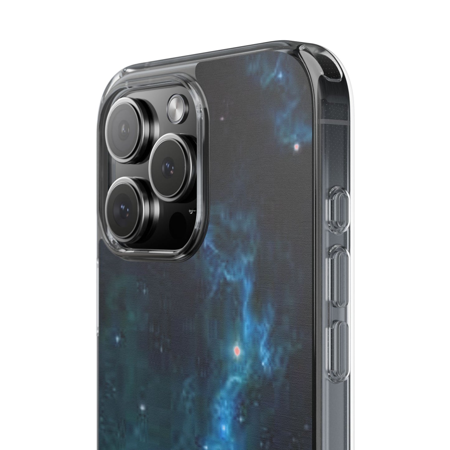 Clear Impact-Resistant Phone Case — Teal Nebula Space Design