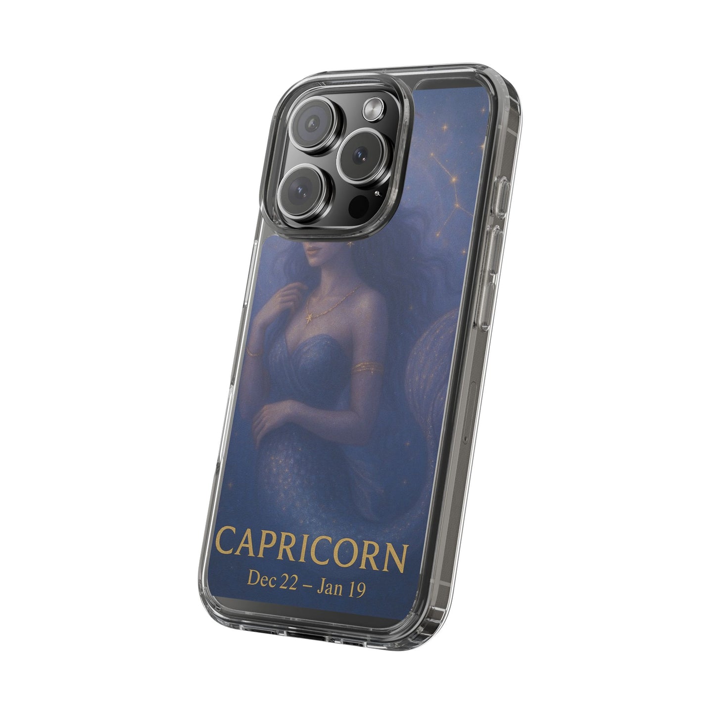 Capricorn Zodiac Clear Phone Case — Dec 22–Jan 19 Astrological Art
