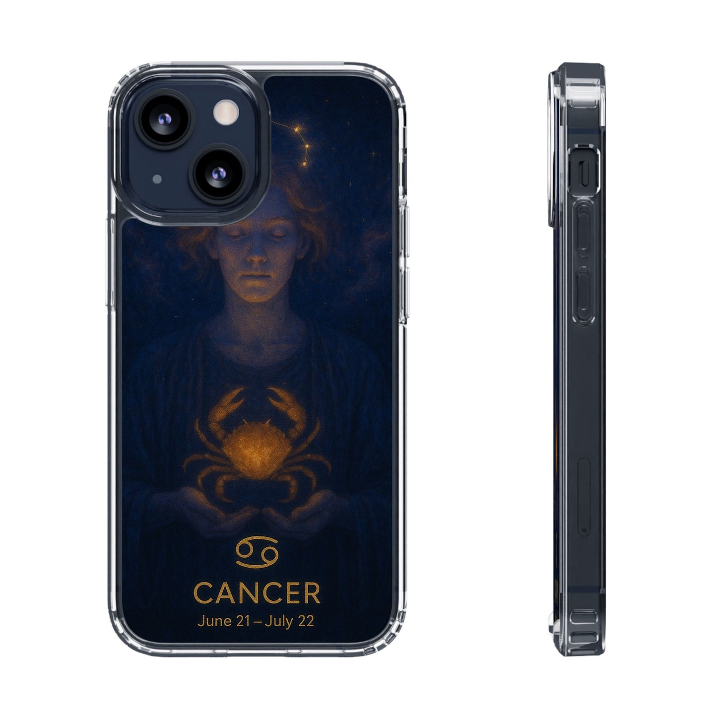 Cancer Zodiac Clear Phone Case — June 21–July 22 Crab Constellation Design