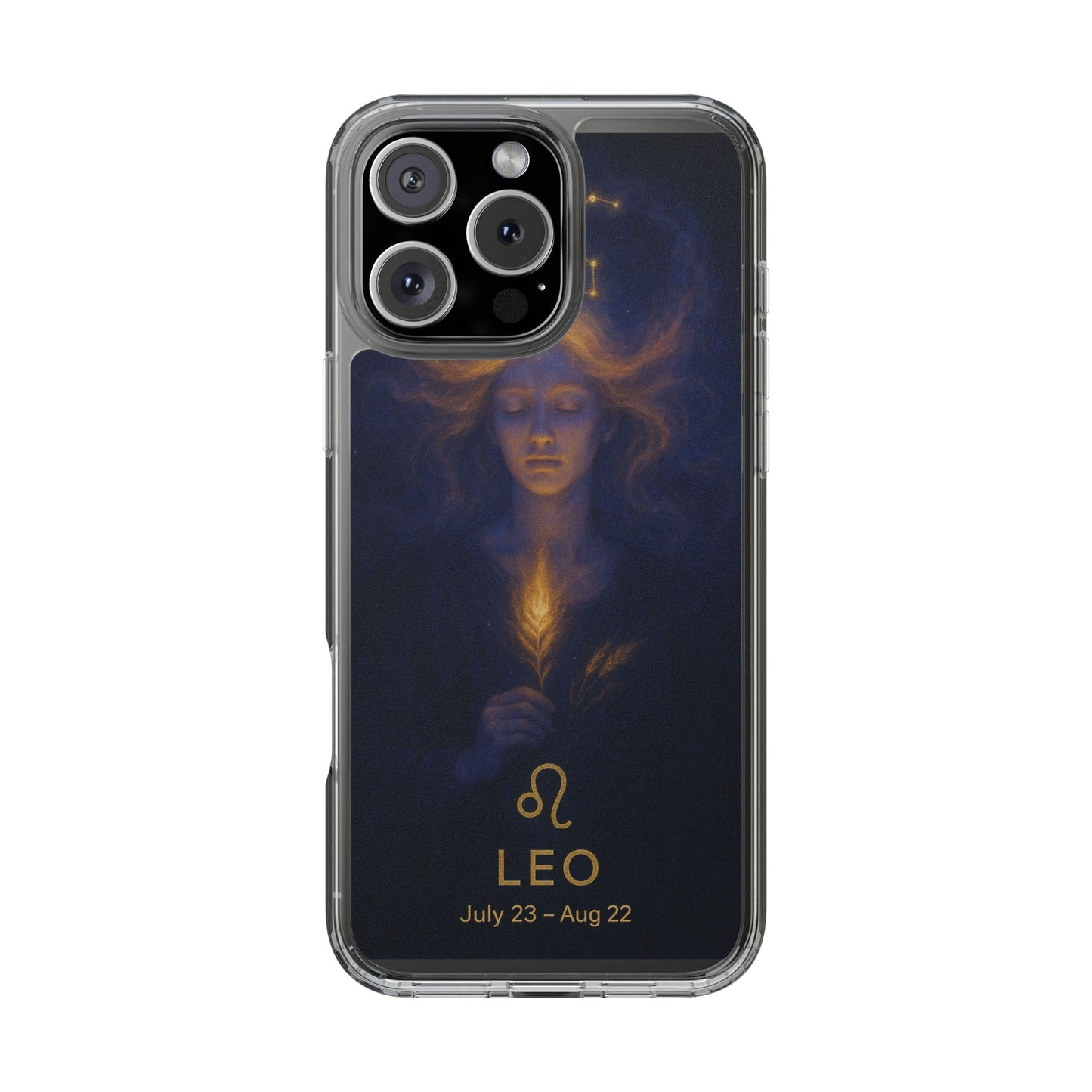 Leo Zodiac Clear Phone Case — Mystical Constellation Design (July 23–Aug 22)