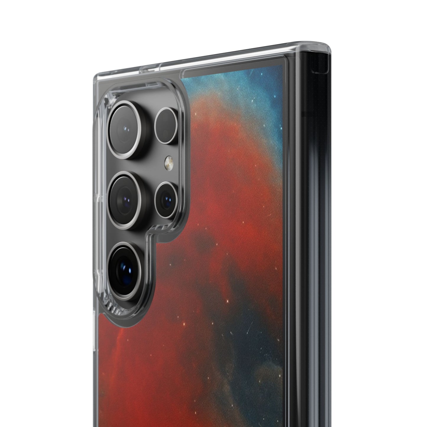 Aries Zodiac Clear Impact-Resistant Phone Case — Red Nebula Constellation Design