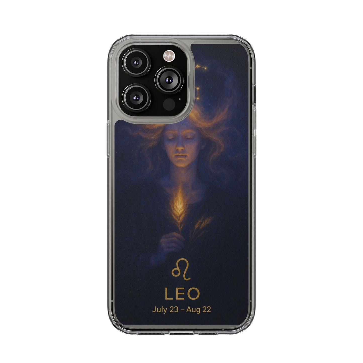 Leo Zodiac Clear Phone Case — Mystical Constellation Design (July 23–Aug 22)