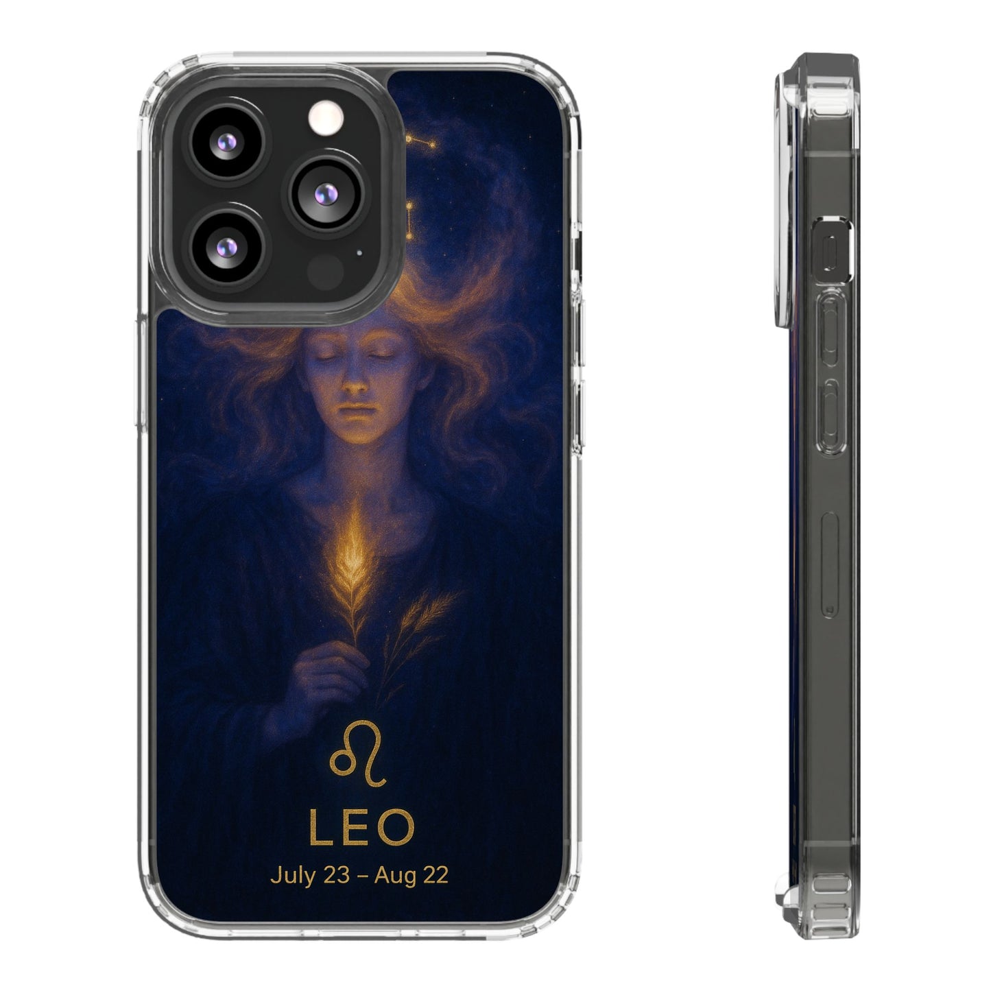 Leo Zodiac Clear Phone Case — Mystical Constellation Design (July 23–Aug 22)