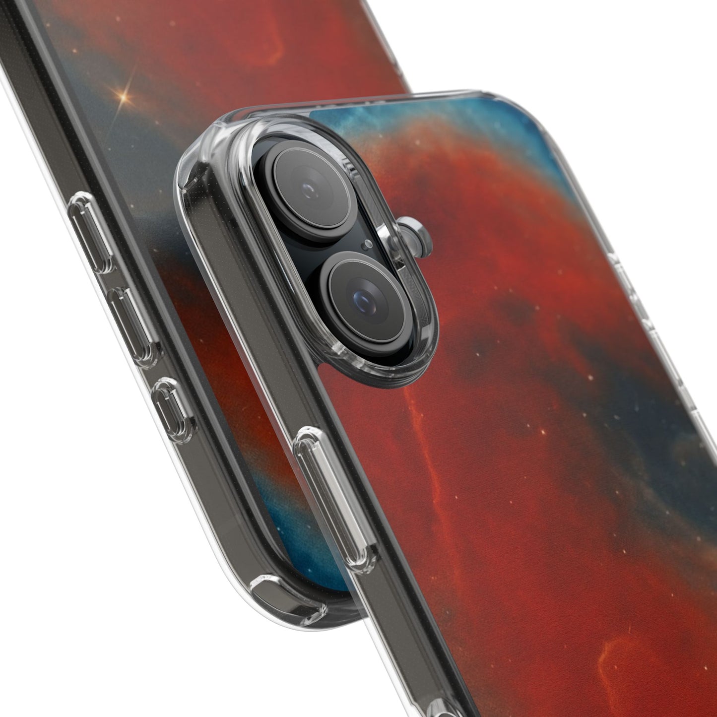 Aries Zodiac Clear Impact-Resistant Phone Case — Red Nebula Constellation Design